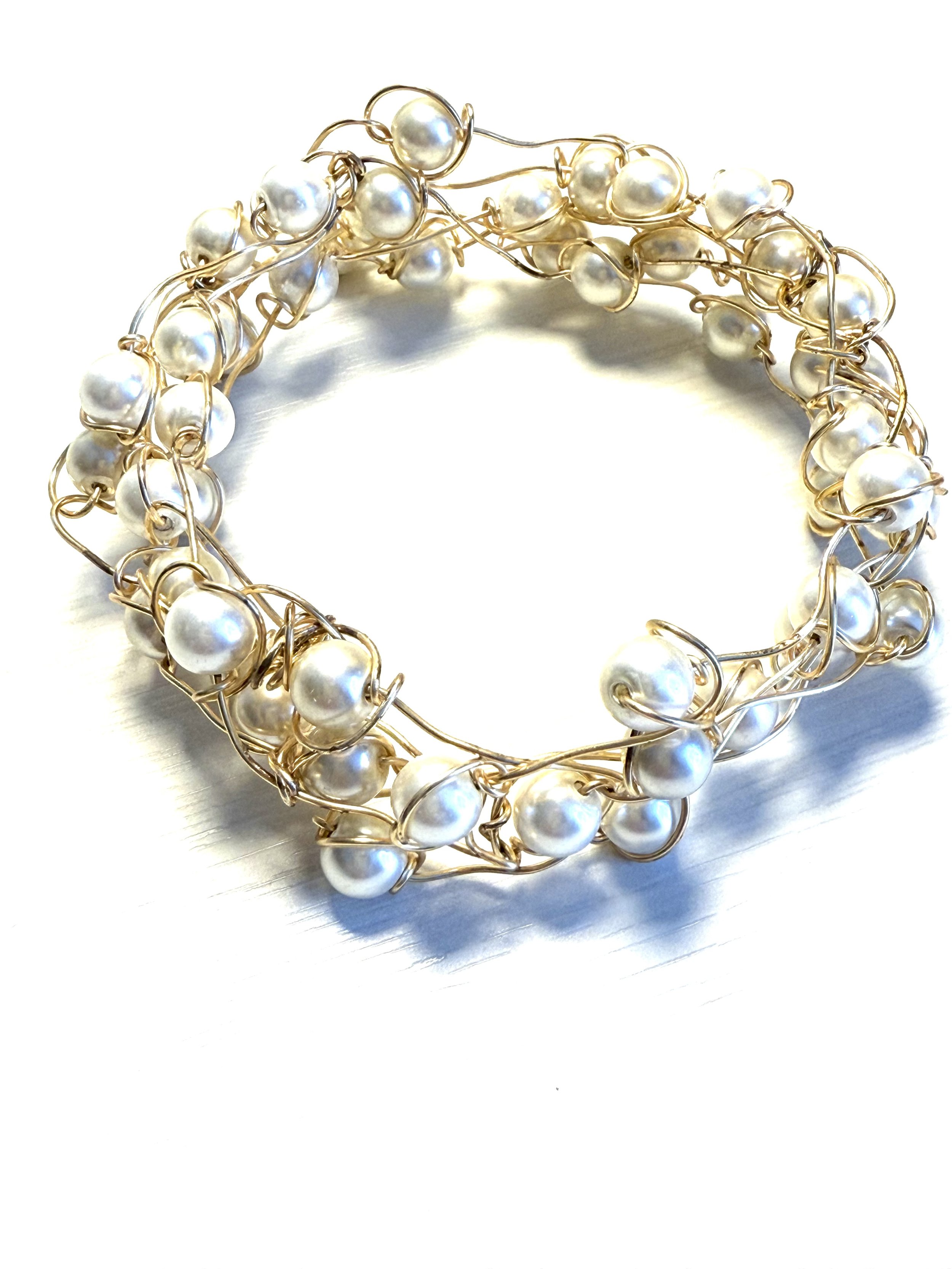 LIMITED EDITION - BIRDS NEST BRACELET - PEARLS HAND-WRAPPED IN WIRE