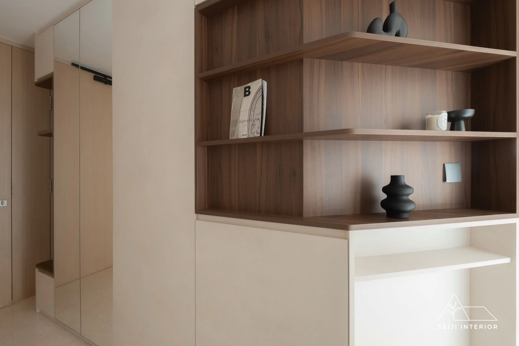 Same angle, same design language, from the front door to the bedroom. The continuity isn't just visual, it's how we made the most of every corner without the space ever feeling cluttered.

Project: 41 Bright Hill
Style: Minimalist
Type: 3BR Condo