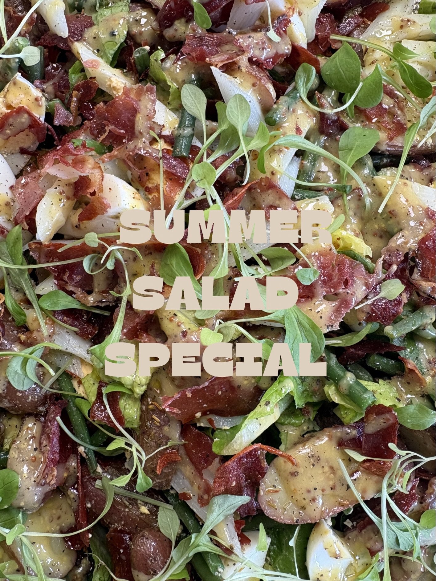 New NOURISHED. Seasonal Salad 💚

Oven roasted rosemary potatoes, crispy prosciutto (or creamy avocado), egg, fresh herb salad with Dijon honey mustard vinaigrette 🍯

Big on flavour and full of contrast - salty, sweet, crispy, and fresh all at the s