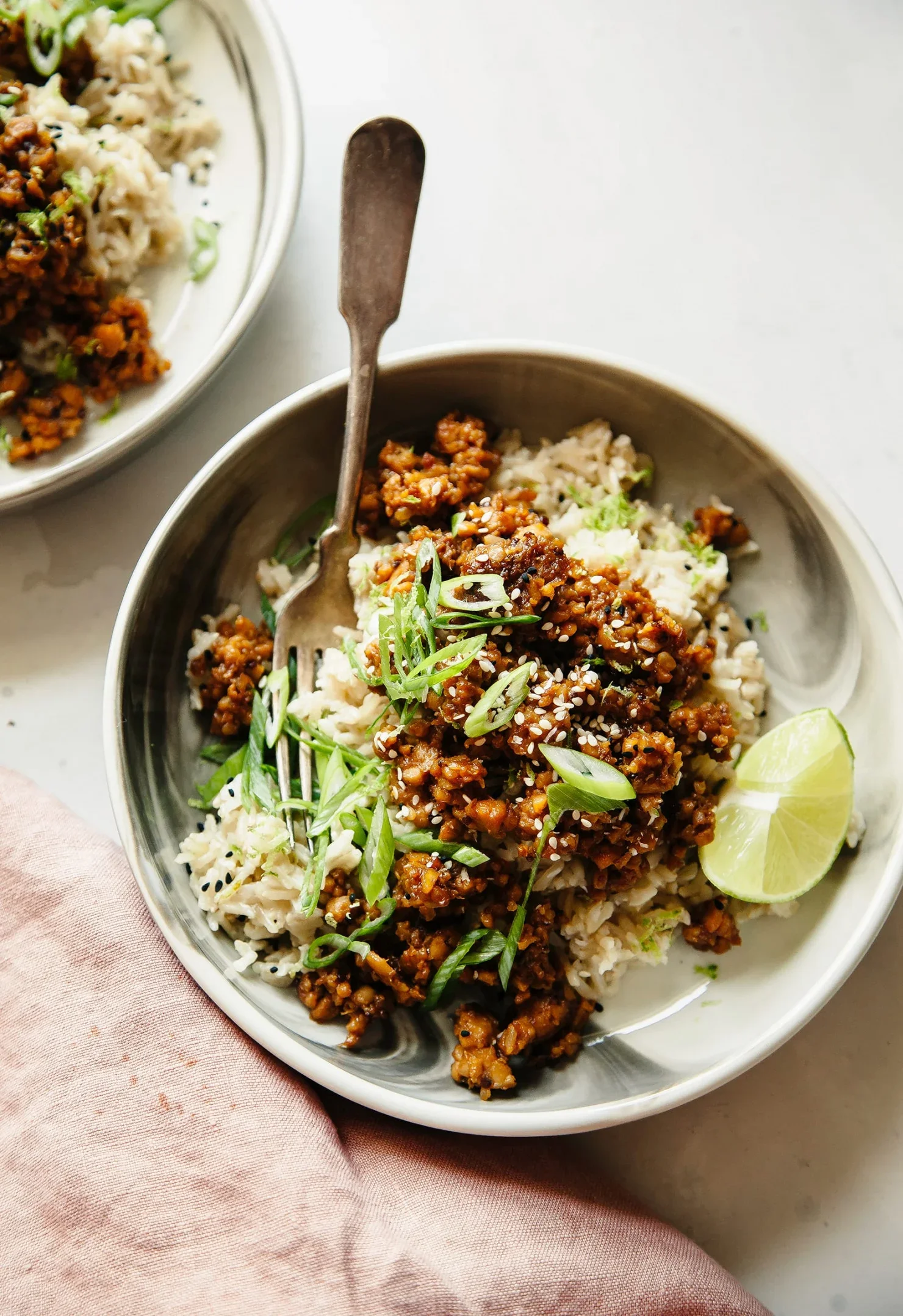 Sticky Soy & Ginger Tempeh with Chinese Cabbage & Fluffy Rice (GF, DF, Ve)