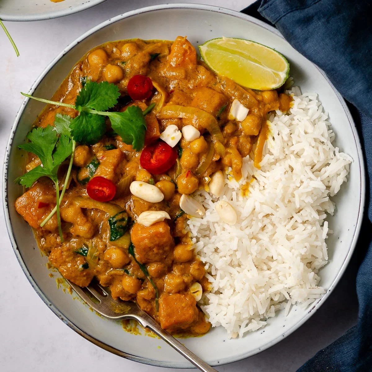 Vegetable Satay Curry with Chickpeas & Jasmine Rice