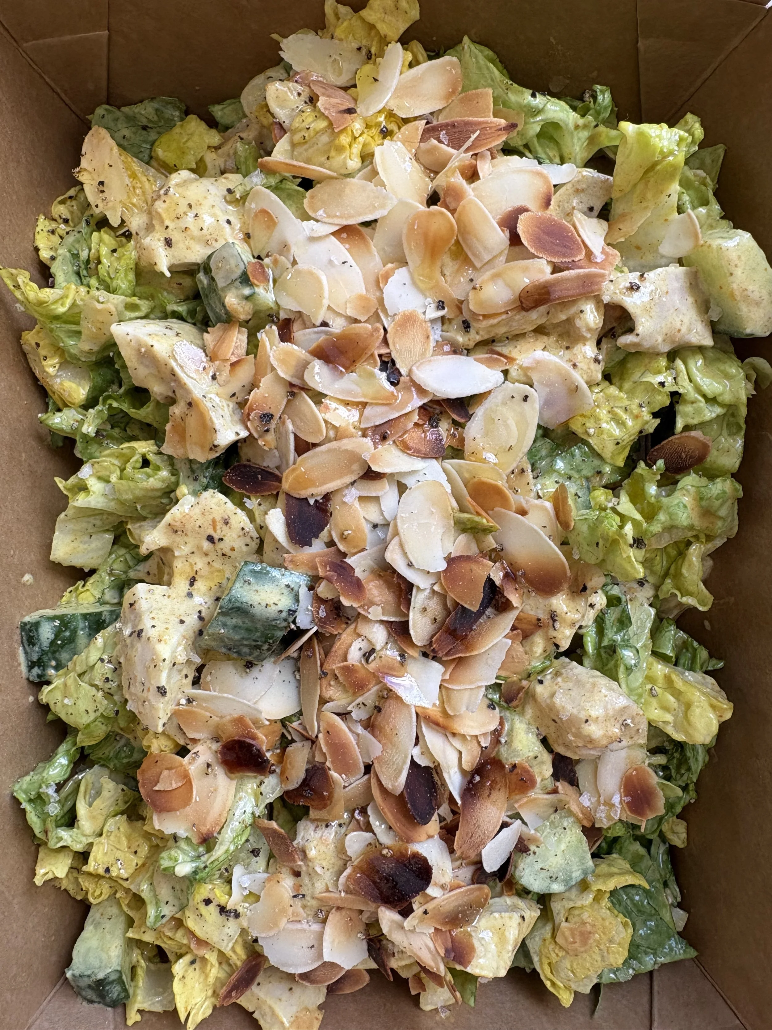 Famous Coronation Chicken Salad w/ Little Gem & Flaked Almonds