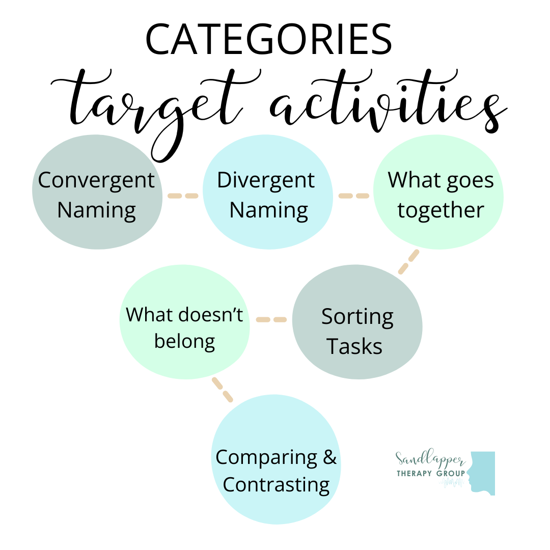 Categories Target Activities in Speech Therapy: Building Vocabulary, Organization, and Critical Thinking
