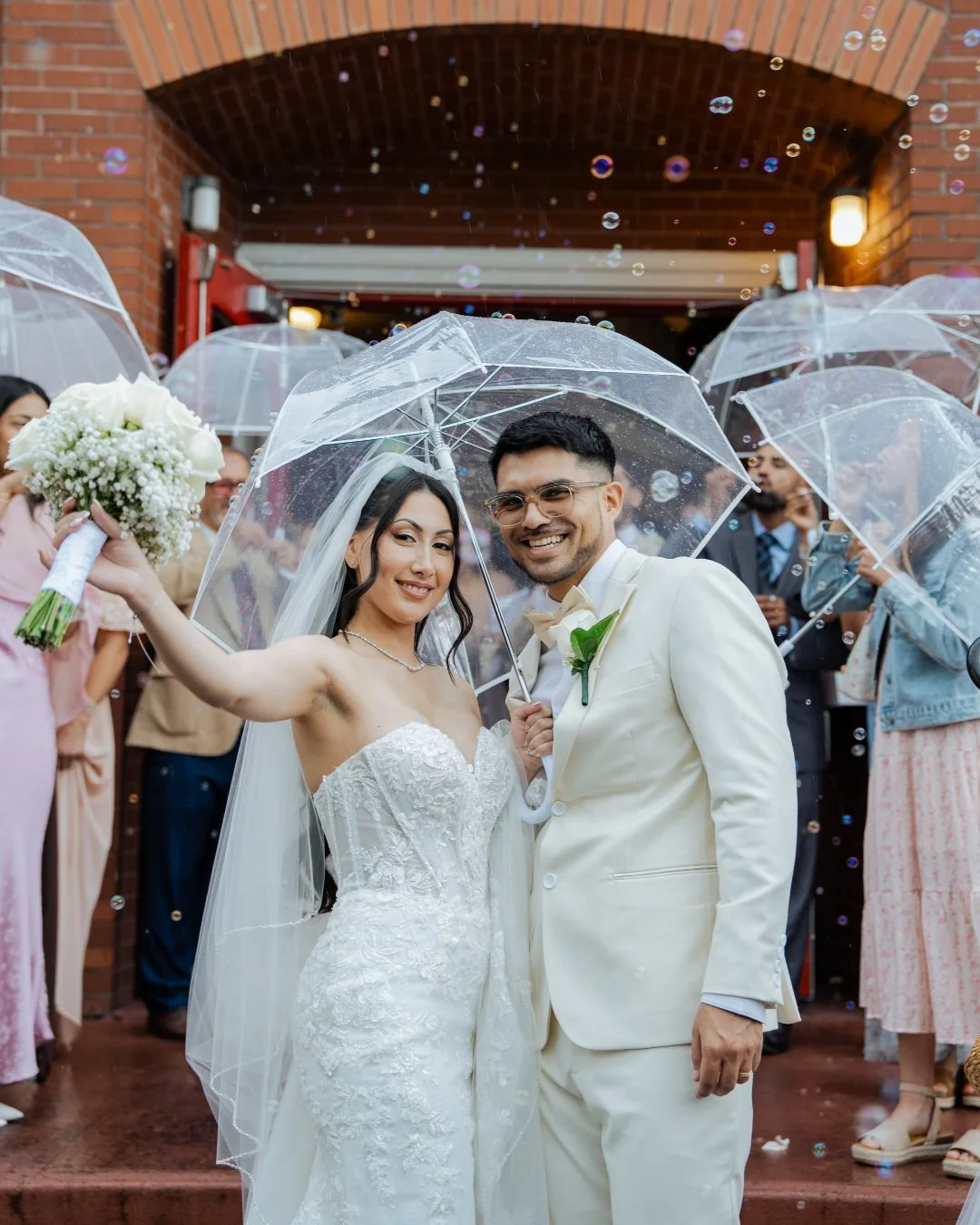 Nothing was going to &ldquo;dampen&rdquo; this wedding <3
I watched the weather like a hawk all day, waiting until the very last second to decide whether we should keep their reception outside as planned or move everything indoors.
After consultin