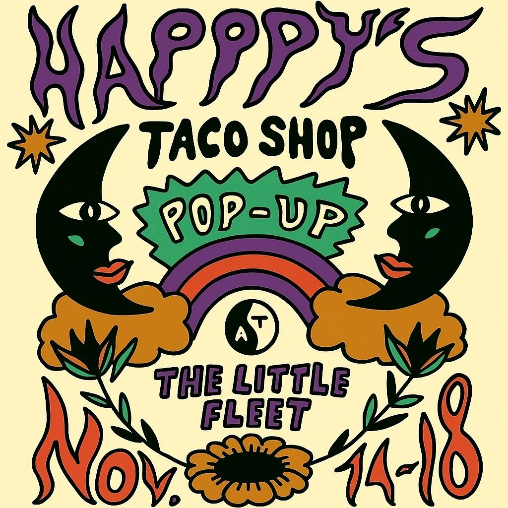 The icons return 🌮✨
Happy&rsquo;s was the restaurant inside The Little Fleet for years, and if you know&hellip; you KNOW. Super burritos, the happiest tacos, and a vibe we&rsquo;ll love forever.
Catch them back here for a pop-up Nov 14&ndash;18!