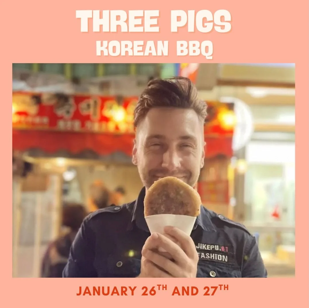 After more than a decade in Korea and three years of Heart N Seoul at Earthen Ales the journey continues.
Three Pigs is joining us for a kitchen takeover, Monday and Tuesday, giving us a taste of what&rsquo;s to come before their brick-and-mortar ope