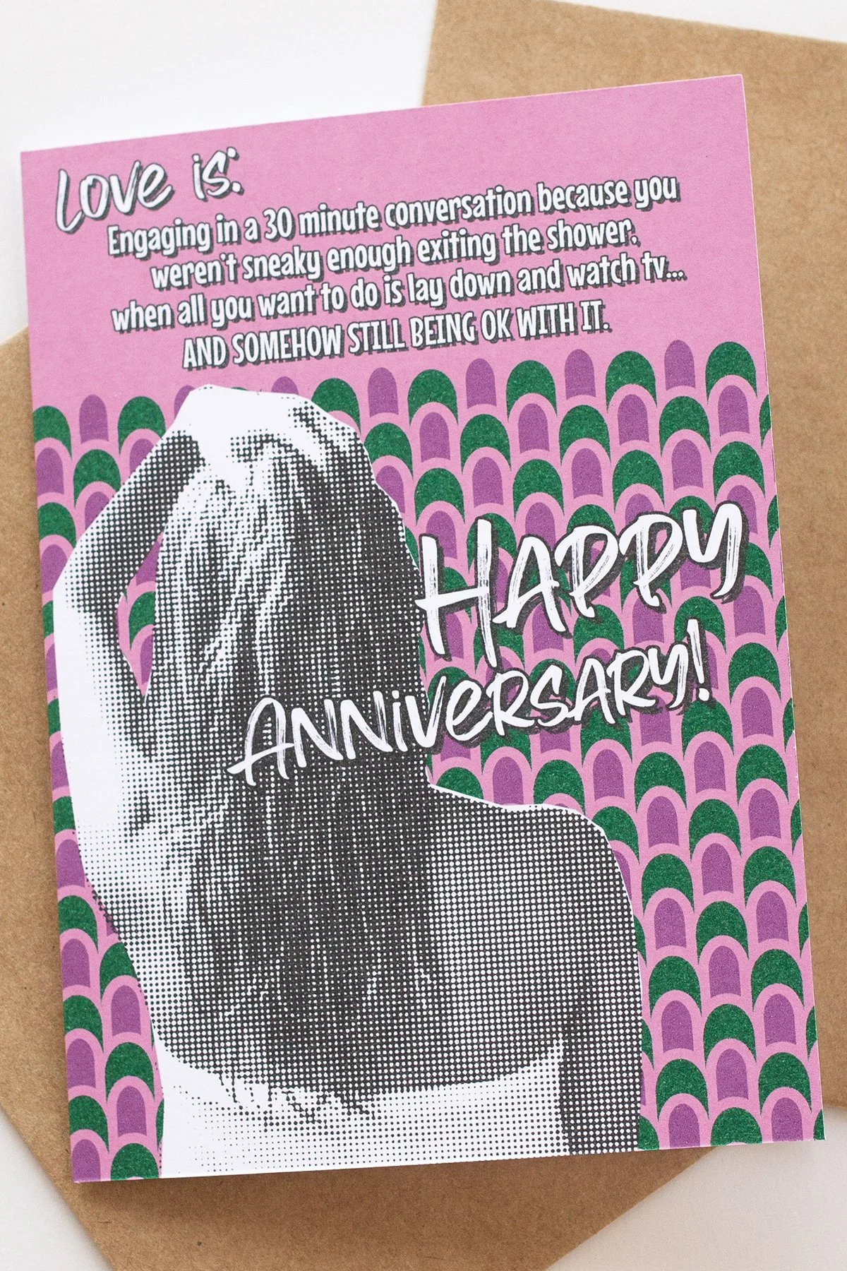 Funny 'Love is When...' Anniversary Card for Man, Married to a Talker