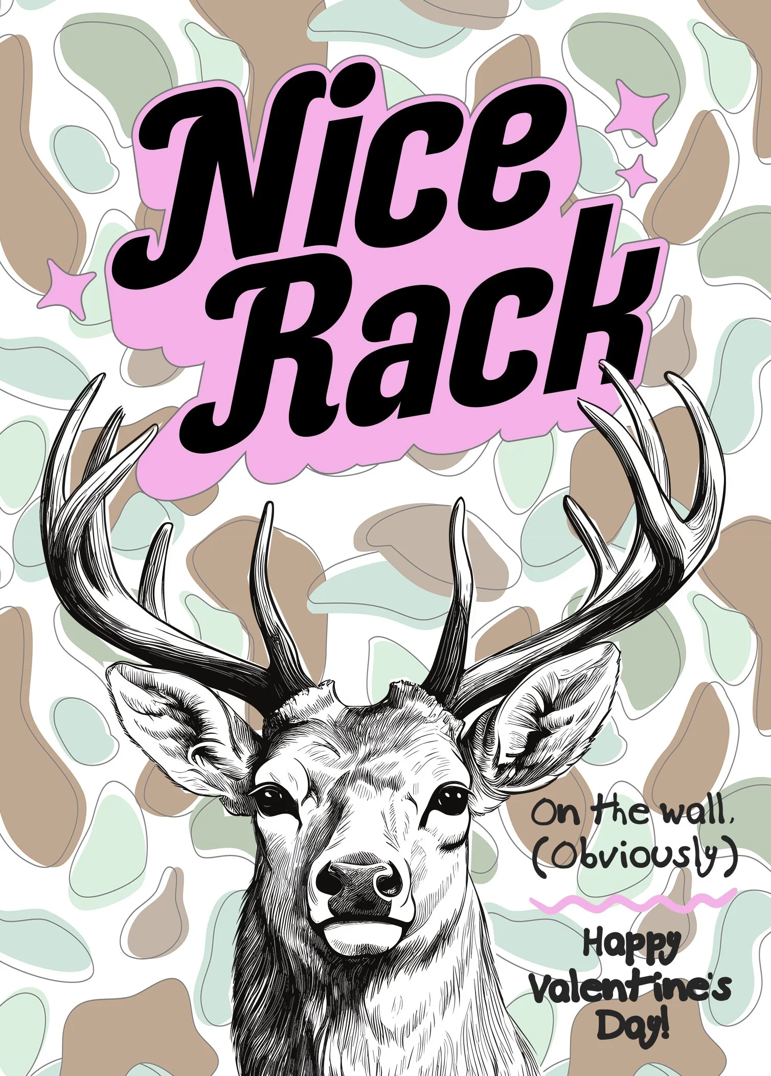 Nice Rack – Funny Valentine's Day Card for Deer Hunter | Hunting Couple Flirty