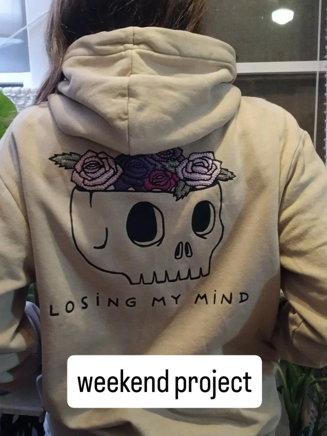 This project was fun. I had no idea what I was doing, this was my first time using #embroidery inside a shape. But I LOVE how it turned out. 

It's also liberating just to go with where a project takes you. 

The hoodie's too small for me, so I can't