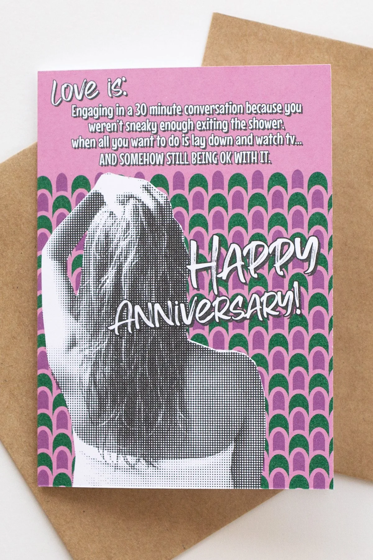 Funny 'Love is When...' Anniversary Card for Man, Married to a Talker