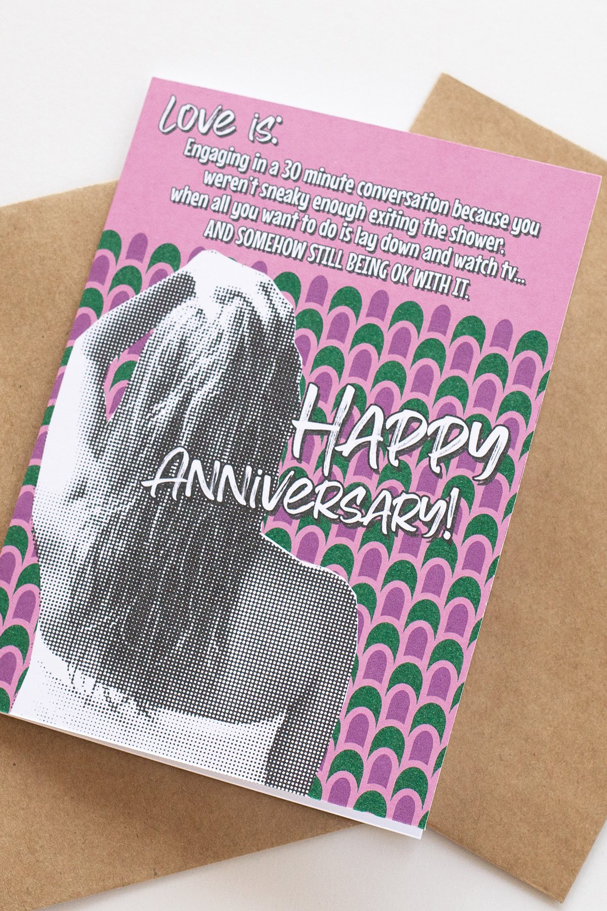 Funny 'Love is When...' Anniversary Card for Man, Married to a Talker