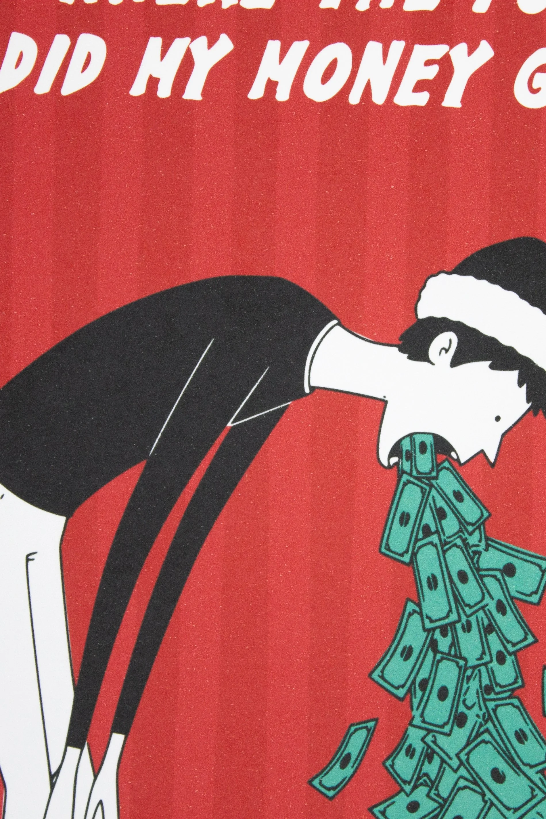 Funny illustrated Christmas card about holiday overspending