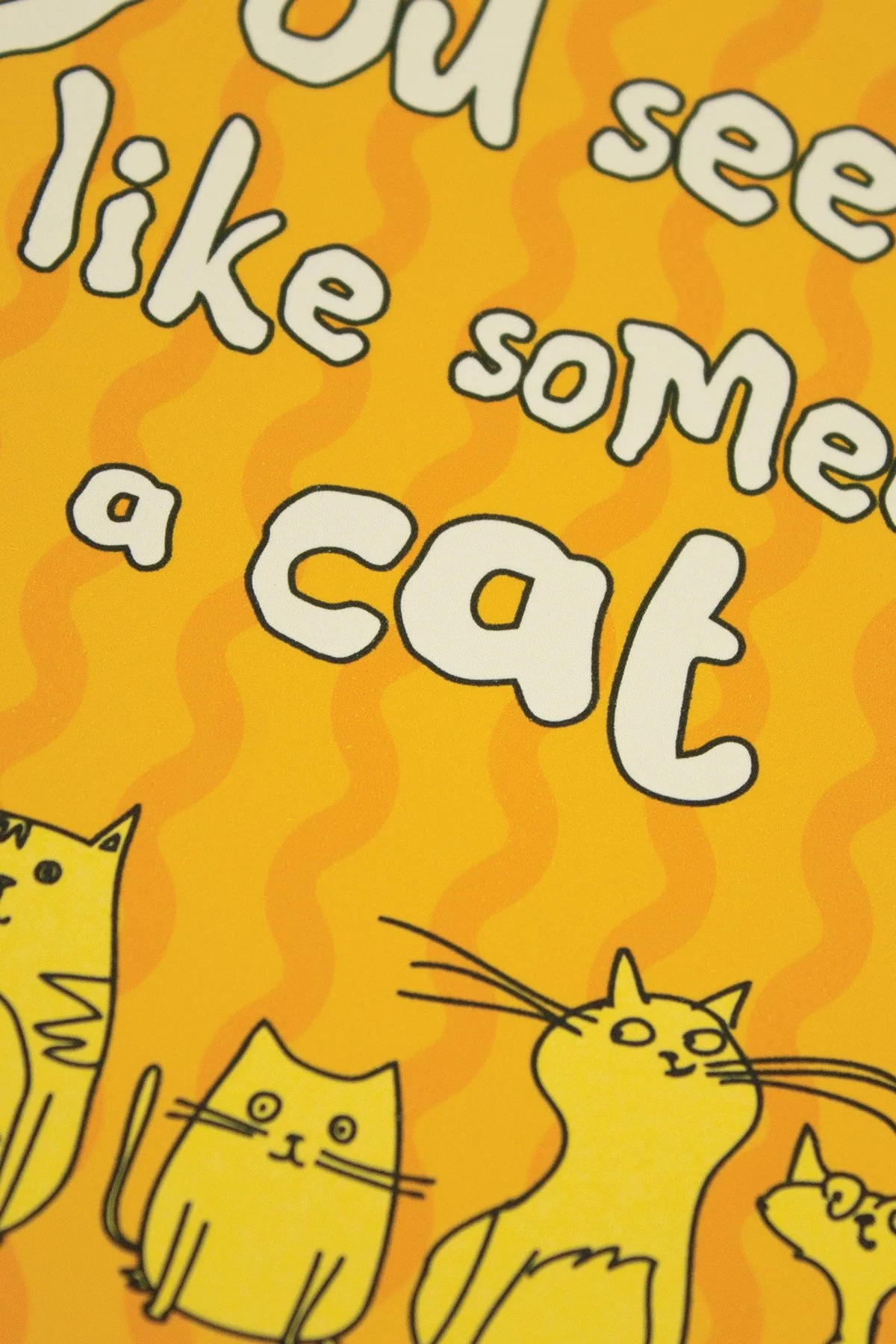 funny kitty humor card featuring cute cat line drawing illustrations, with the message "You seem like someone a cat would trust."