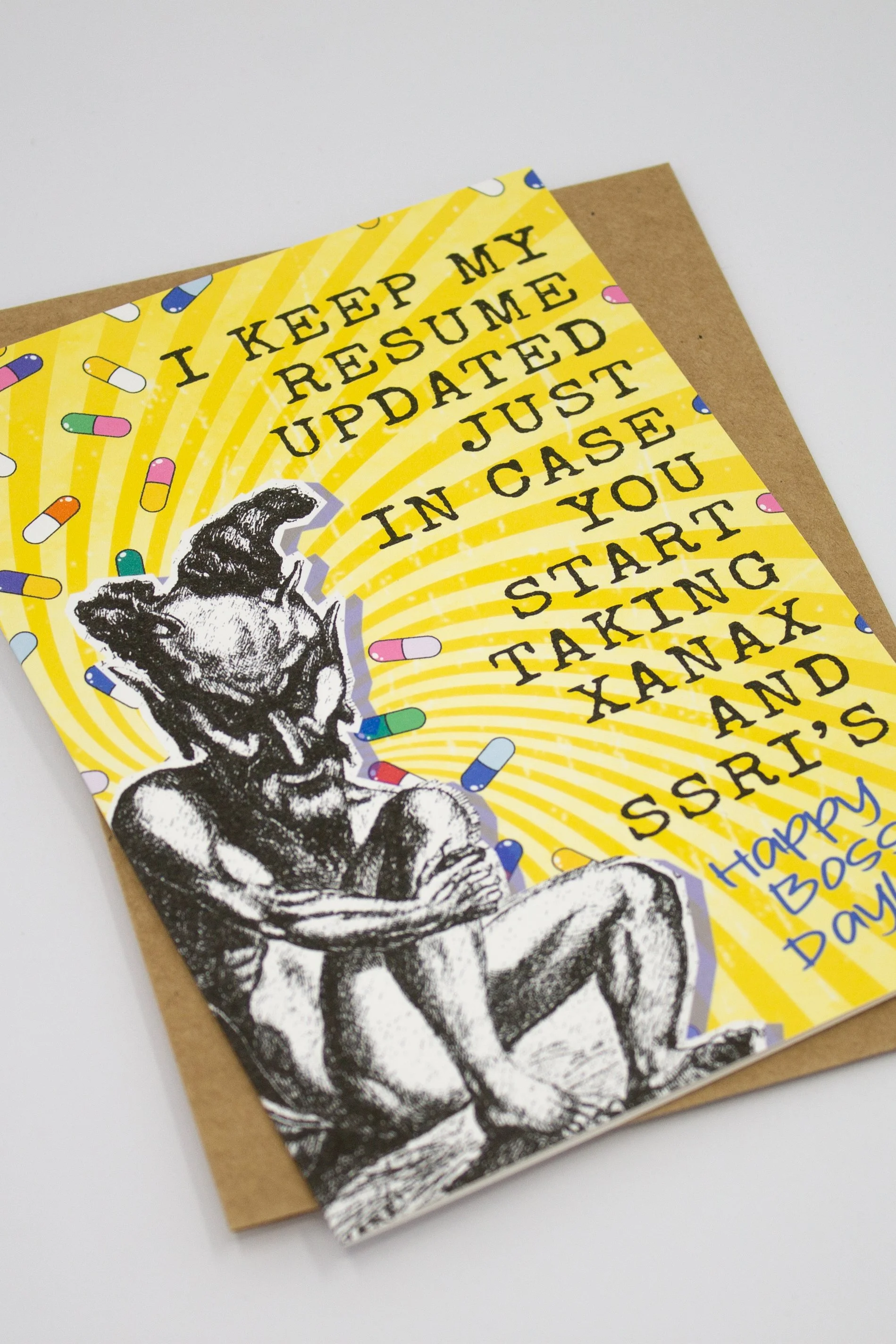 Funny "Xanax & SSRI's" Happy Boss's Day Card