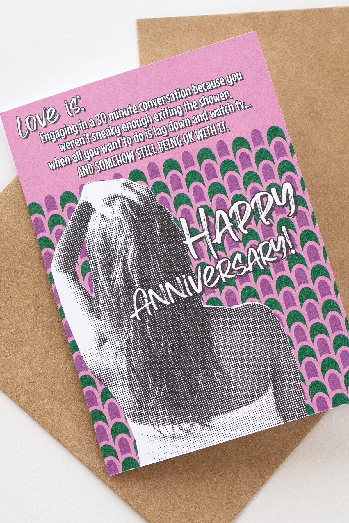 Funny 'Love is When...' Anniversary Card for Man, Married to a Talker