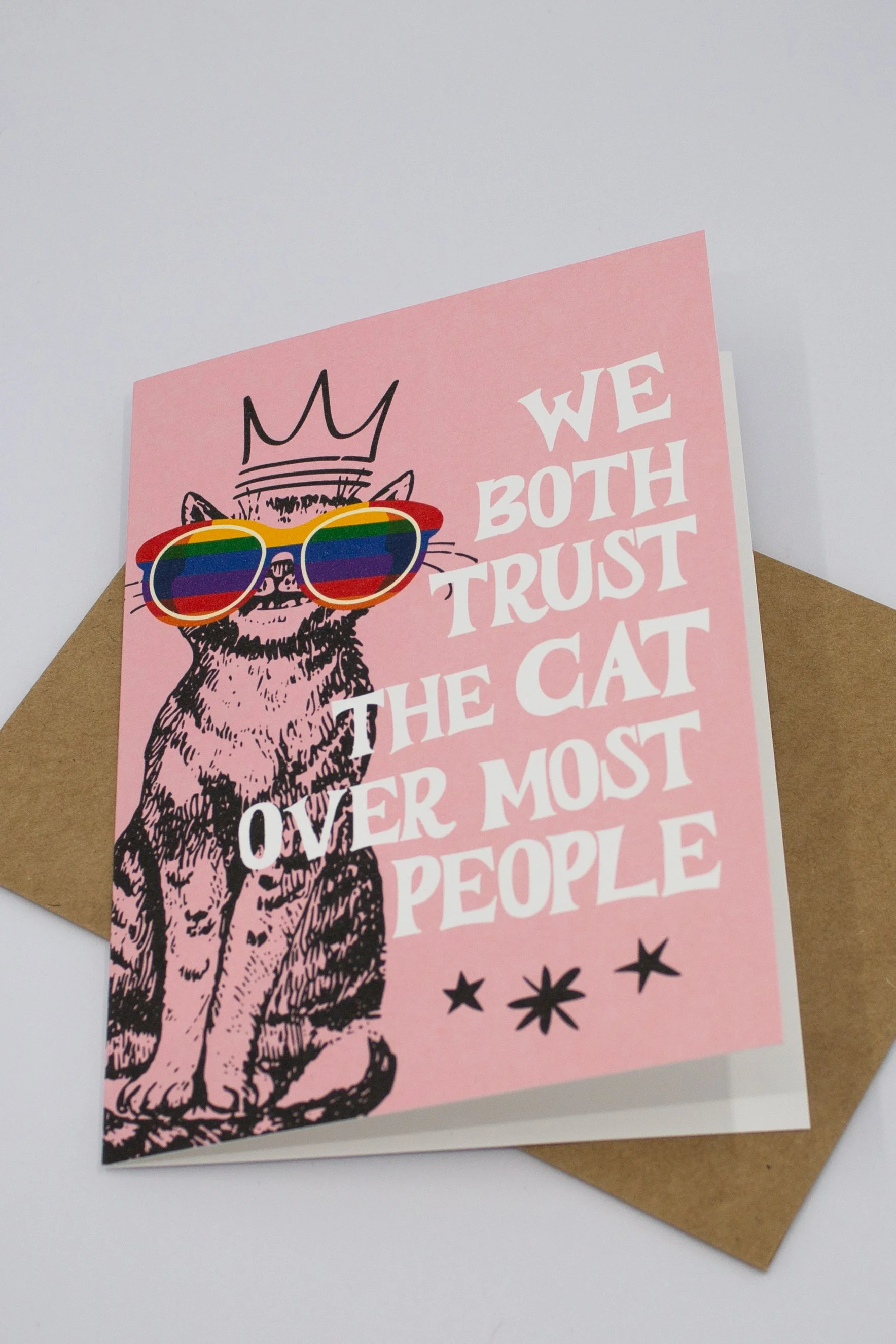 This unique cat humor greeting card is ideal for everyday use, cat lovers, or National Cat Day card.