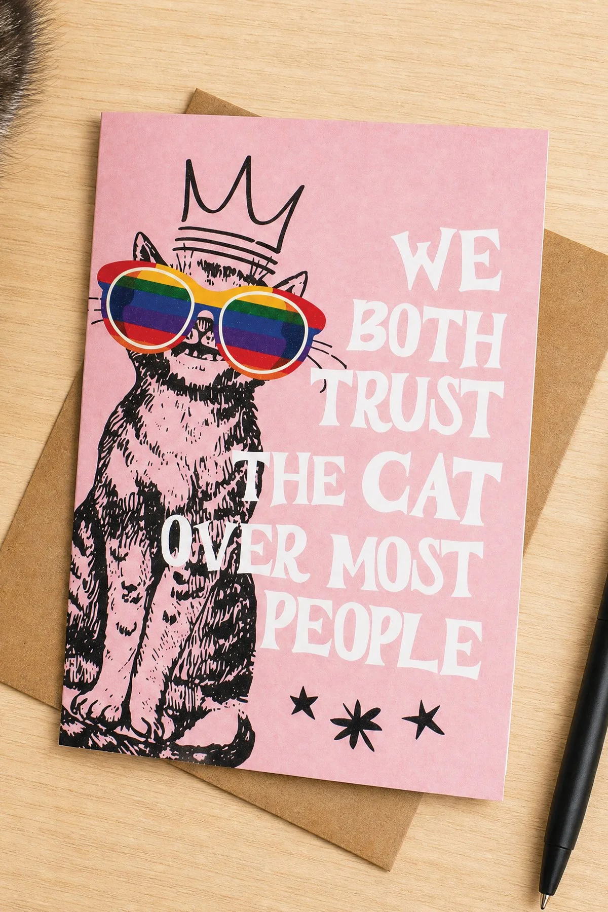 This unique cat humor greeting card is ideal for everyday use, cat lovers, or National Cat Day card.