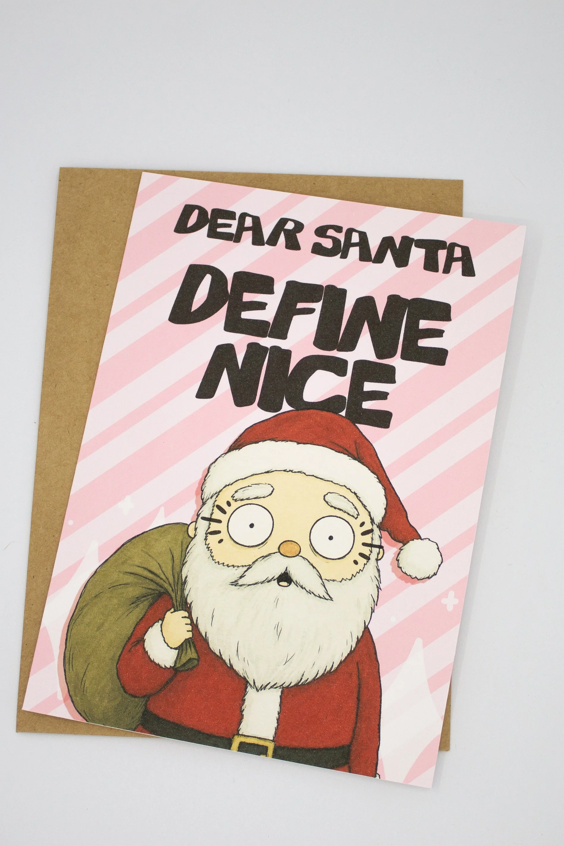 Fun, flirty, playful Christmas Santa card is for spouse, partner, crush, best friend, or your favorite partner-in-crime.