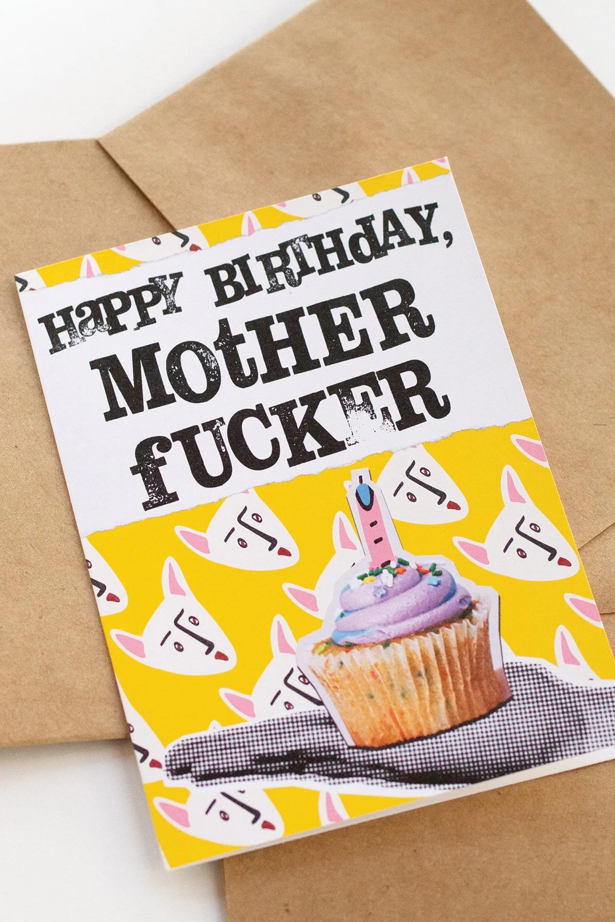 MATURE Funny 'Happy Birthday Mother F**er' Birthday Card with Cupcake