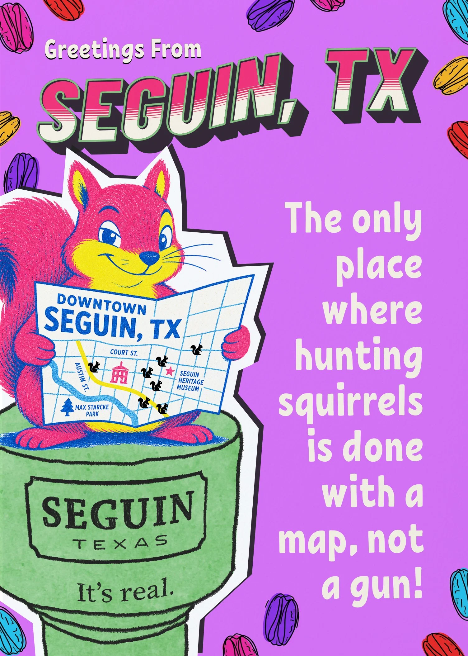 Greetings From Seguin, Texas – Local Visitor Squirrel Keepsake  | Funny Everyday Card