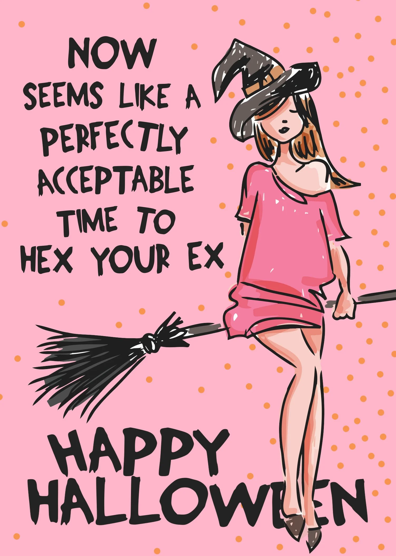 Hex Your Ex – Funny Halloween Card for Best Friend | BFF Breakup Card Sexy Witch