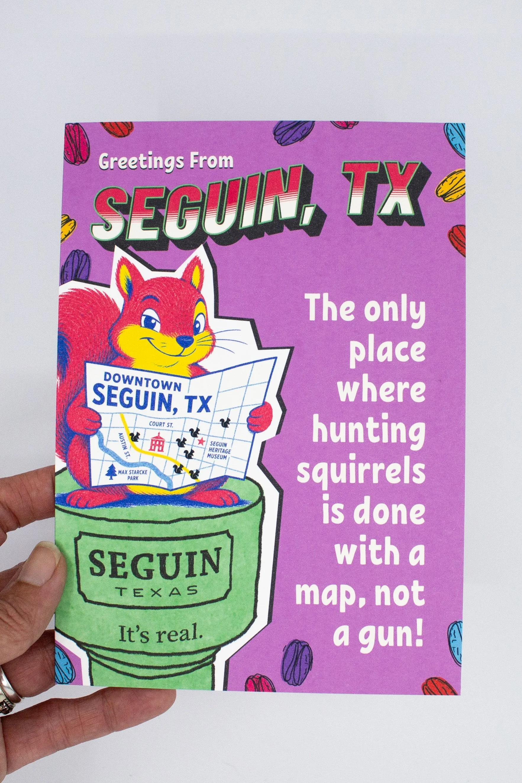 Greetings From Seguin, Texas – Local Visitor Squirrel Keepsake  | Funny Everyday Card