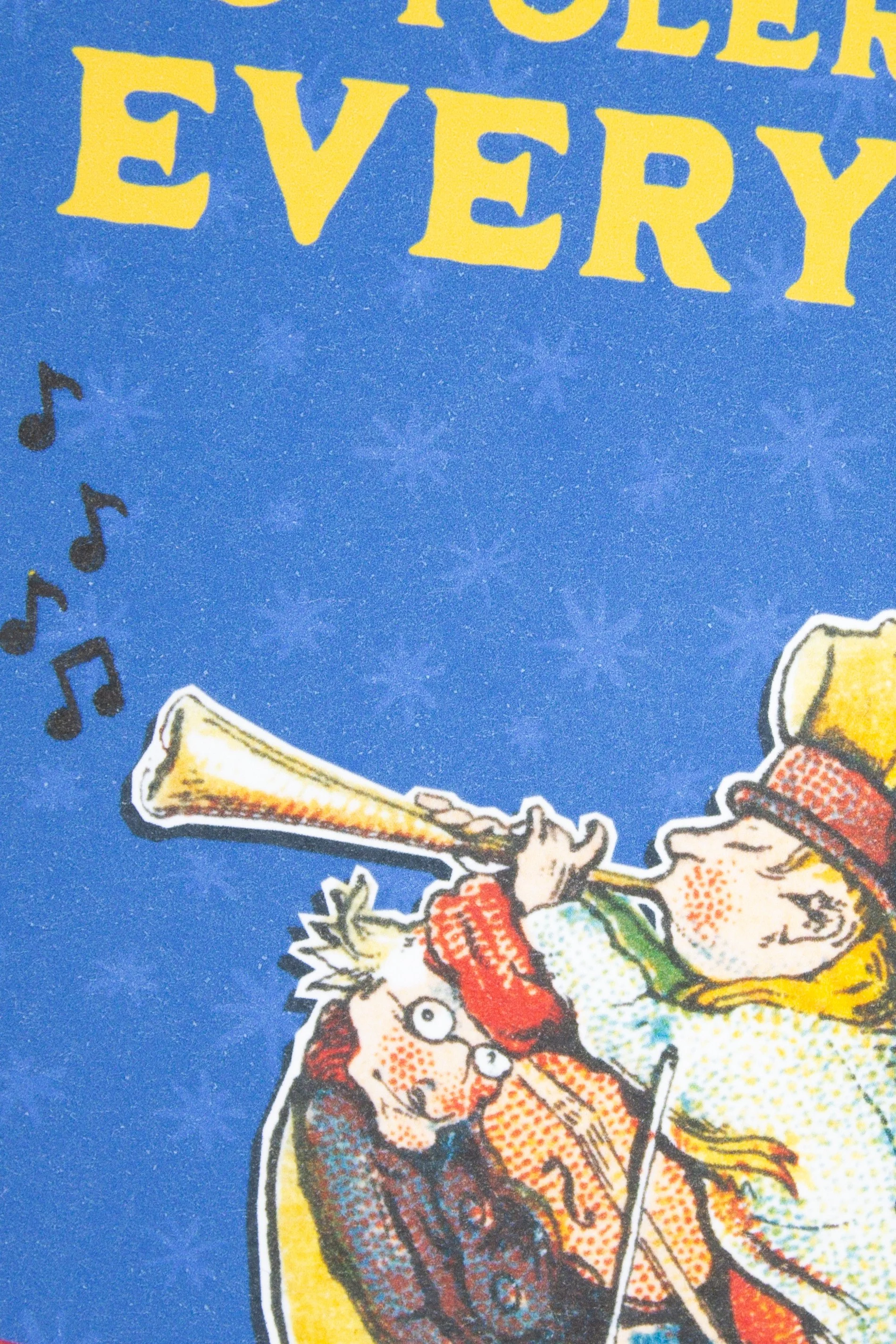 This funny Christmas greeting card features a delightfully bizarre vintage illustration of people playing musical instruments on the moon