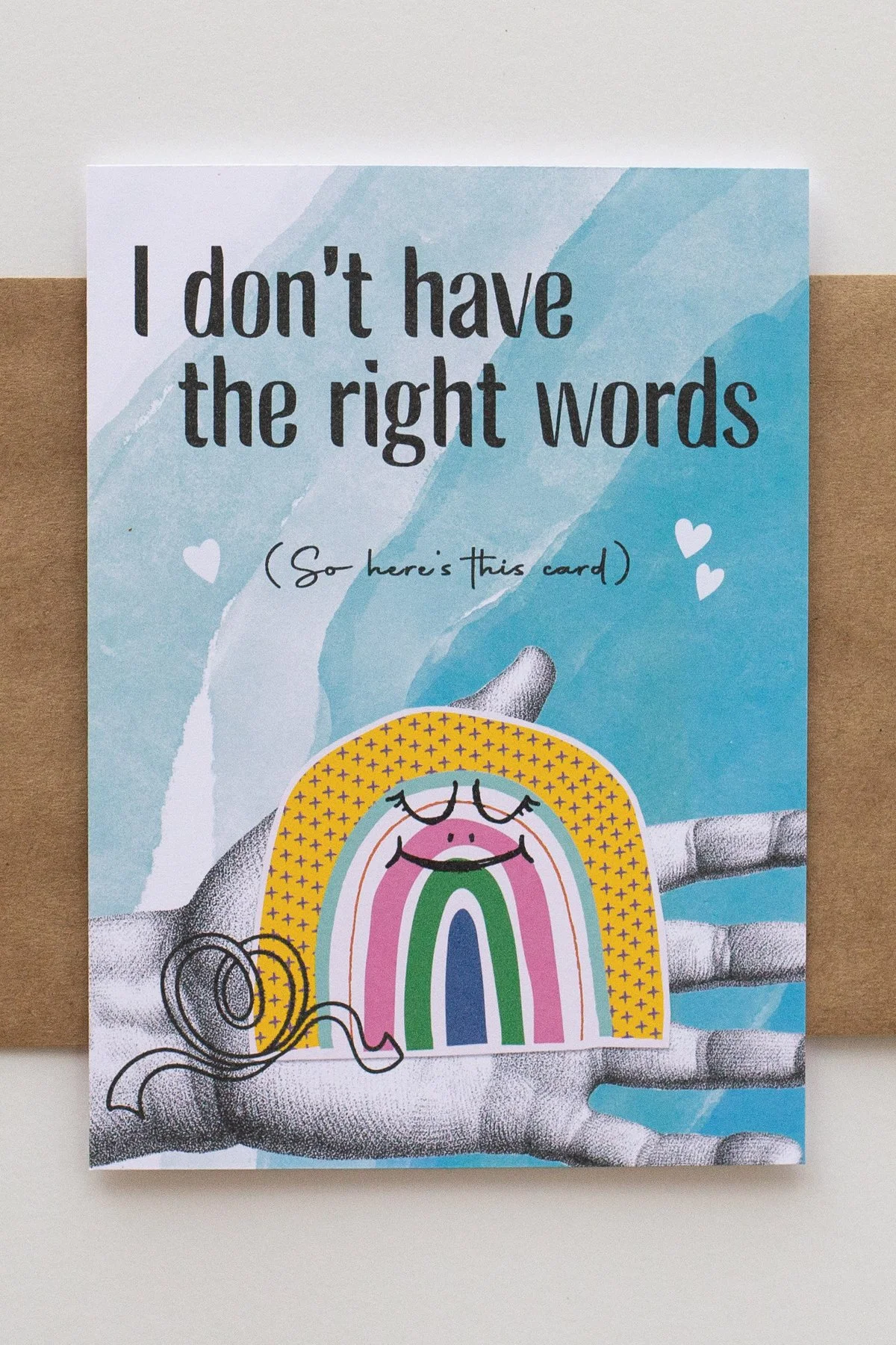 Sarcastic, Cute Rainbow Collage Depression Stress 'Don't Have the Right Words' Sympathy Card