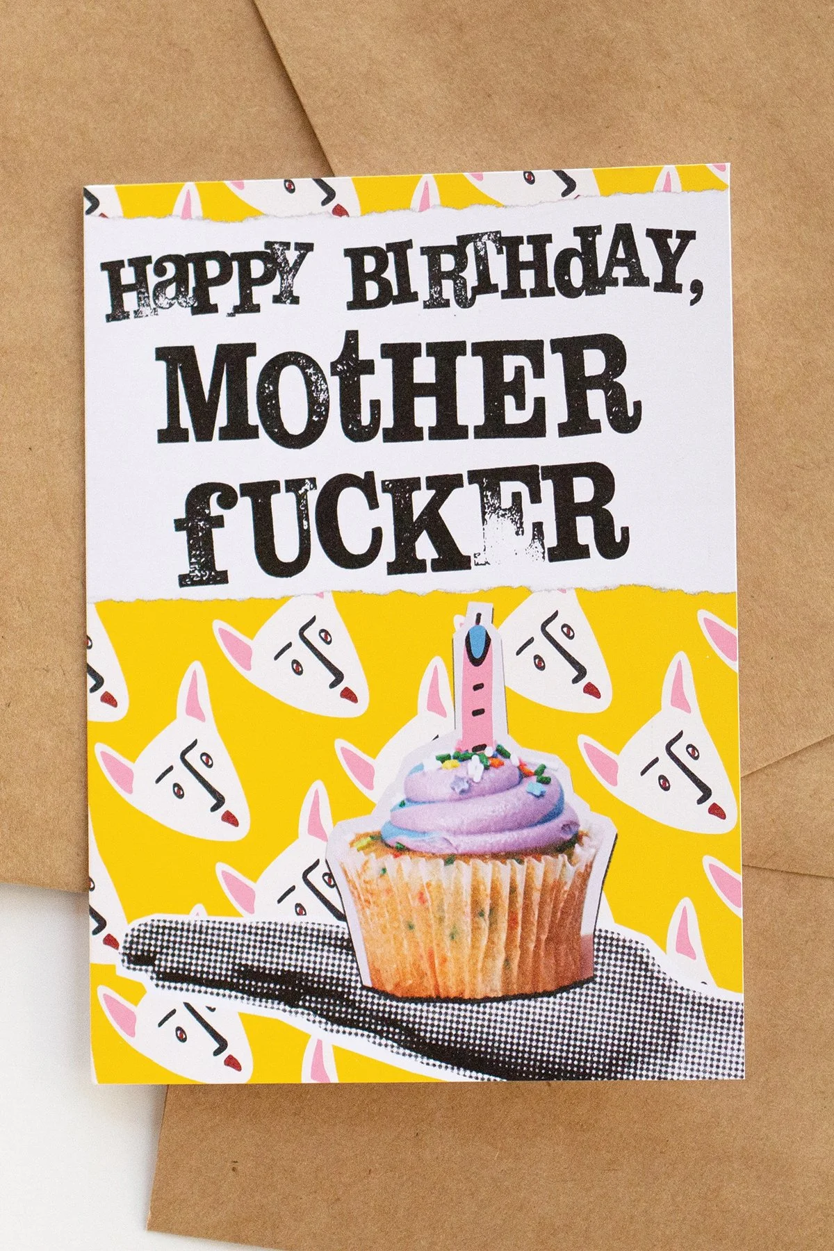 MATURE Funny 'Happy Birthday Mother F**er' Birthday Card with Cupcake