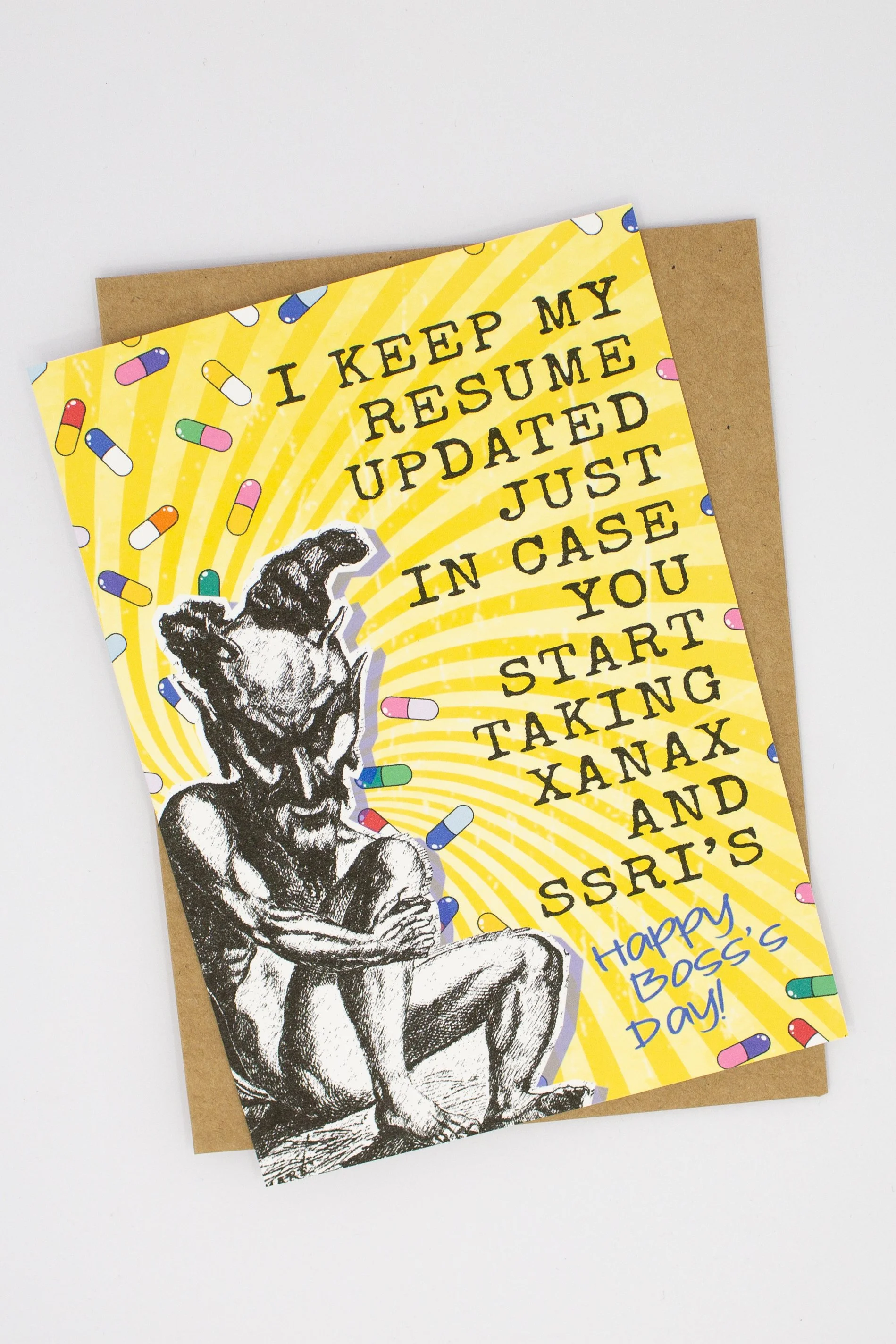 Funny "Xanax & SSRI's" Happy Boss's Day Card