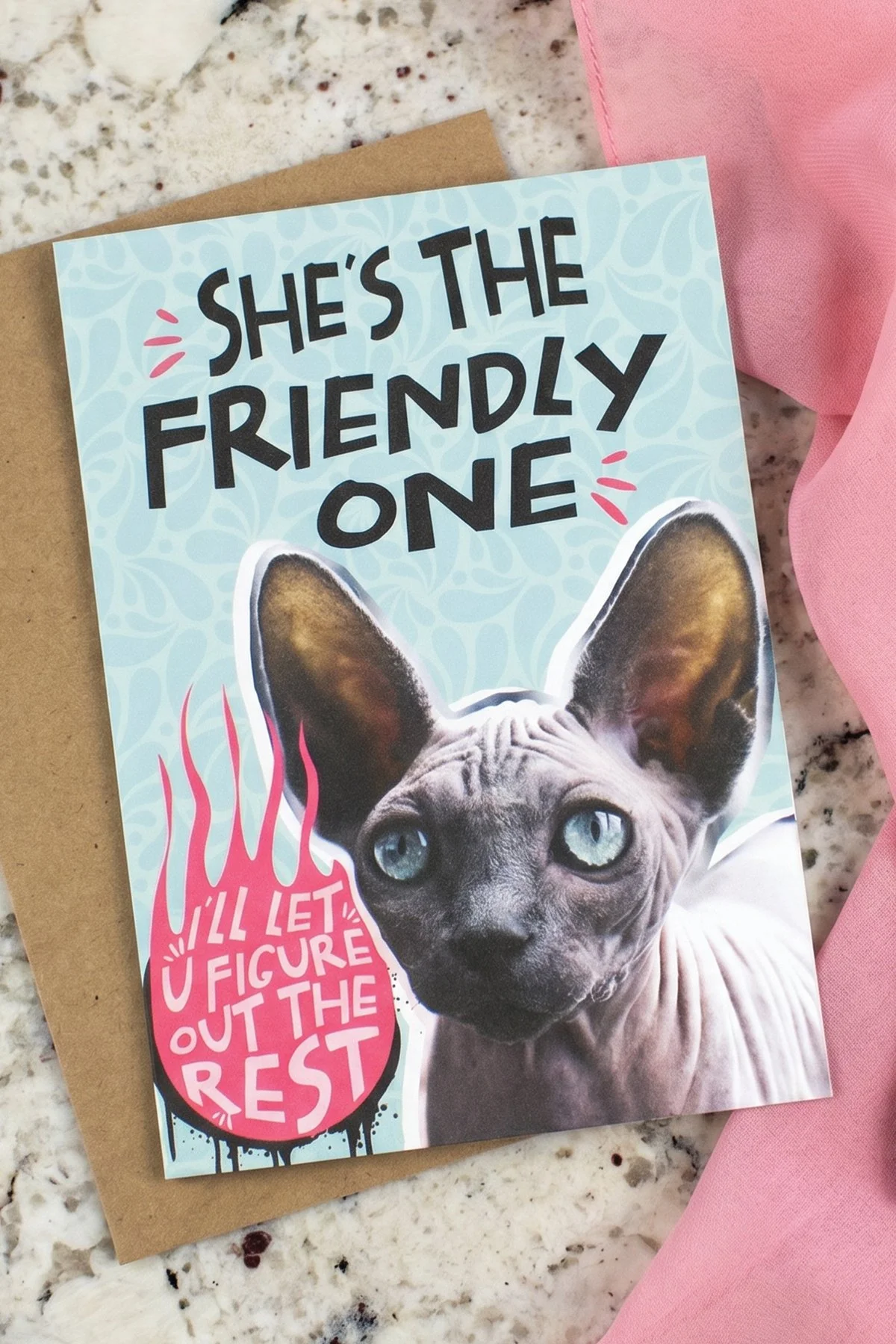 The Friendly One – Funny Adult Humor Card | Hairless Cat Wildcard