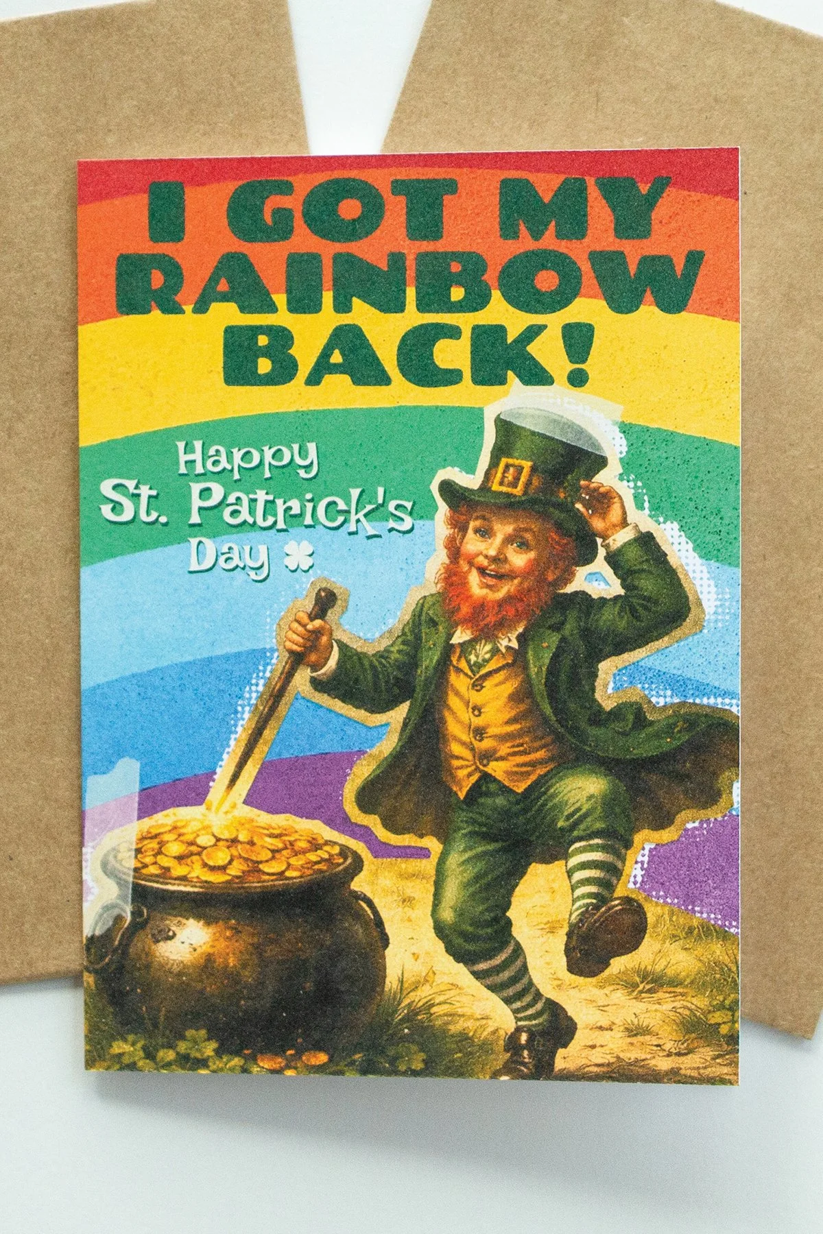 Funny St. Patrick's Day 'Got My Rainbow' Card - Blank Inside