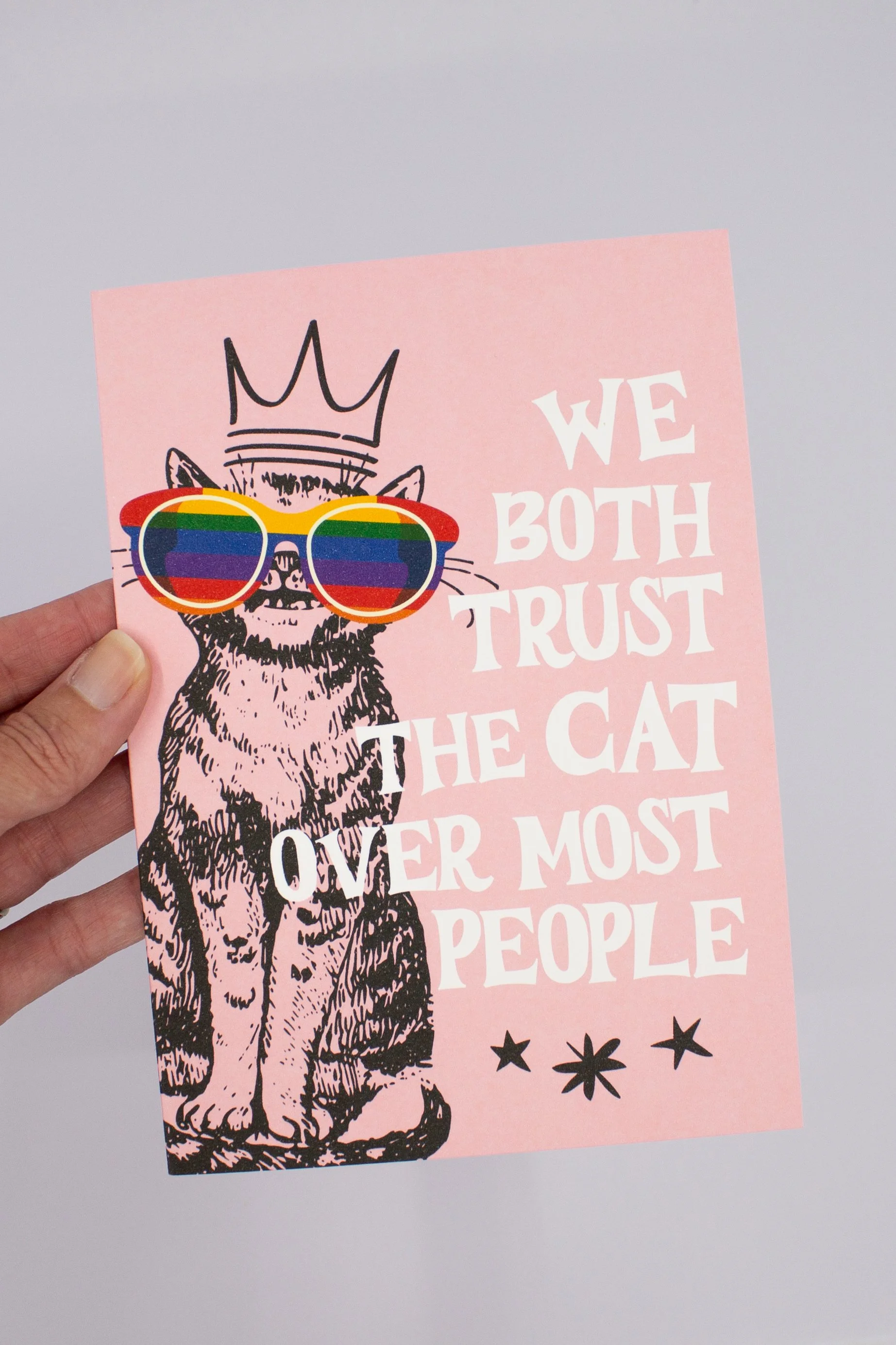 This unique cat humor greeting card is ideal for everyday use, cat lovers, or National Cat Day card.