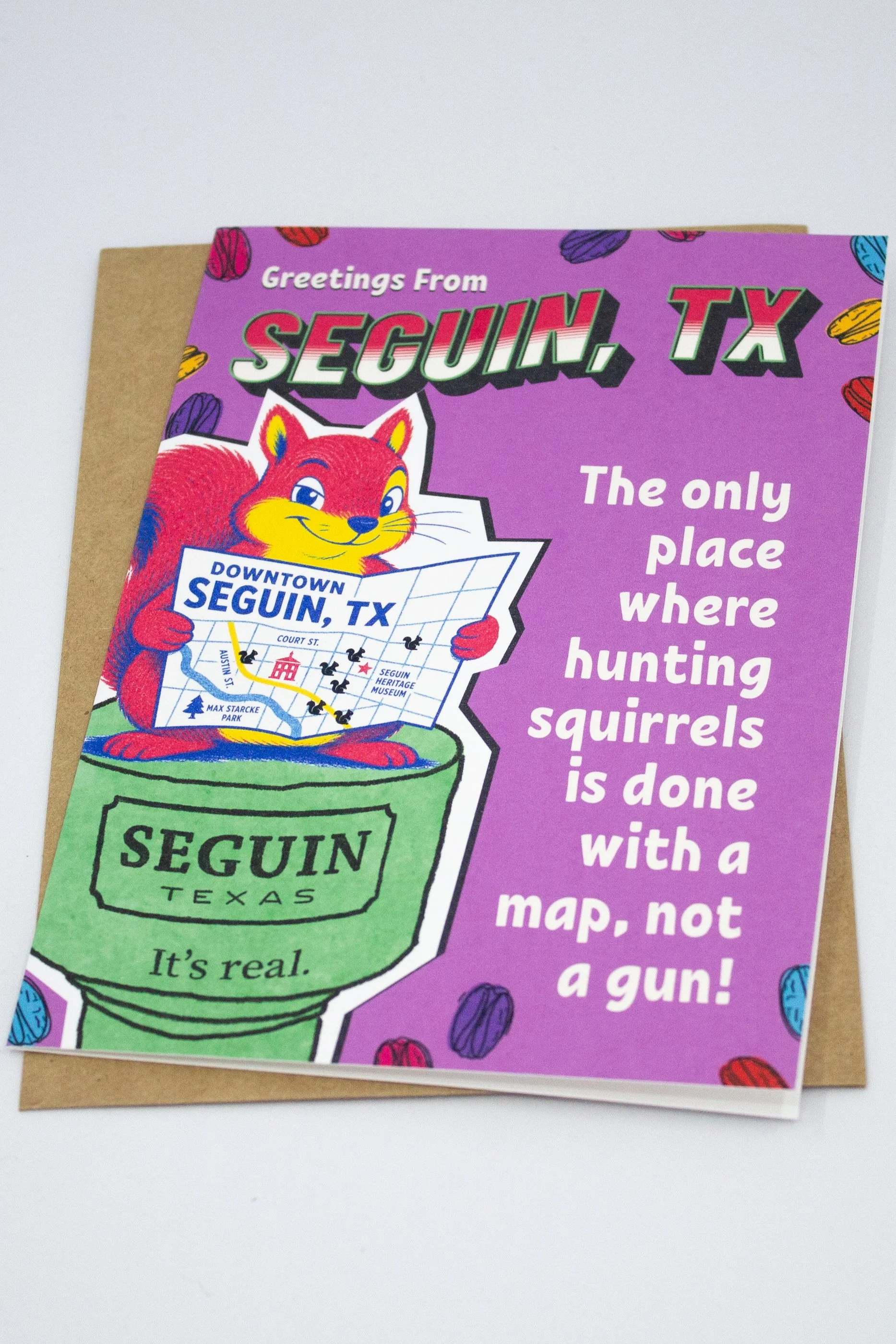 Greetings From Seguin, Texas – Local Visitor Squirrel Keepsake  | Funny Everyday Card