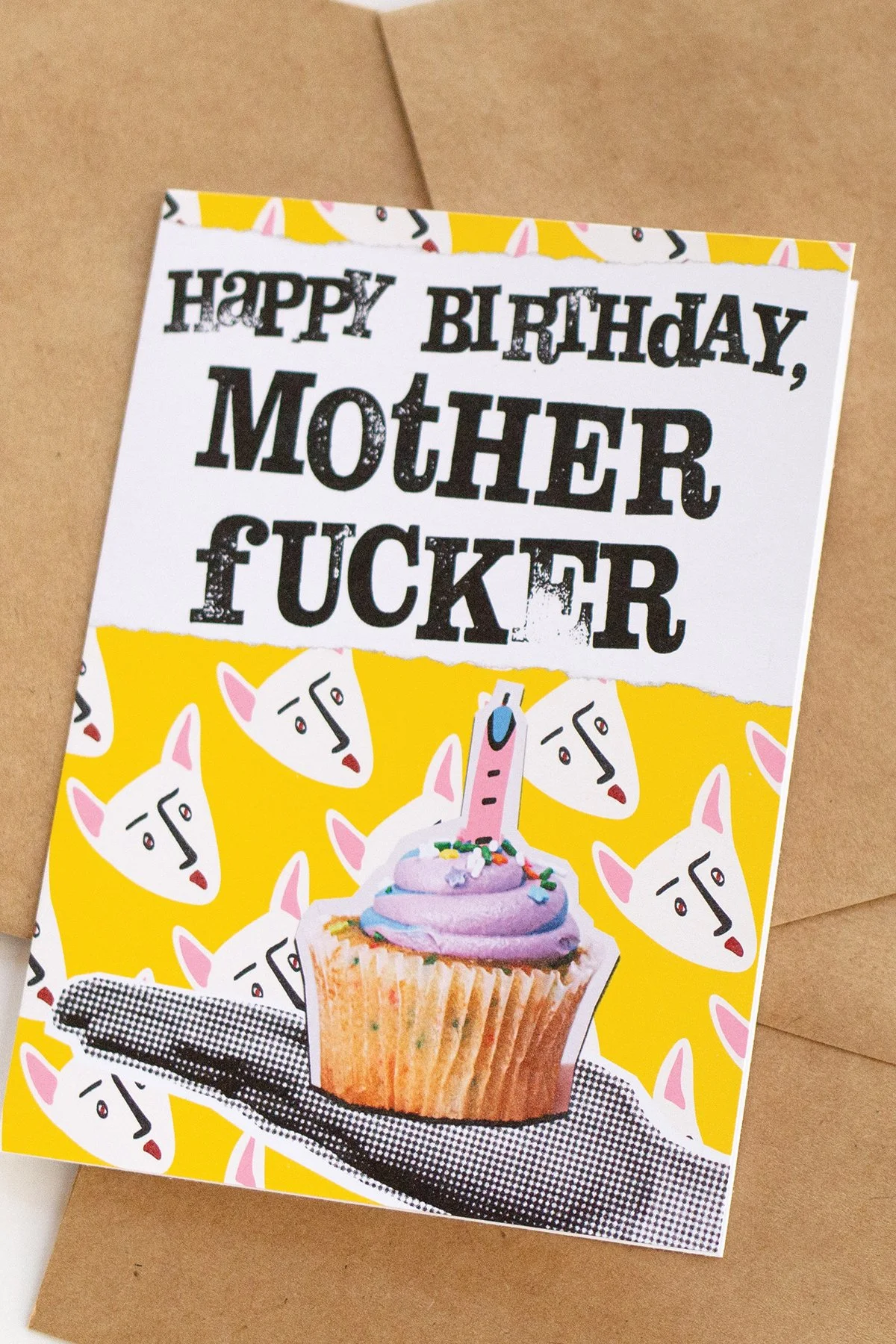 MATURE Funny 'Happy Birthday Mother F**er' Birthday Card with Cupcake