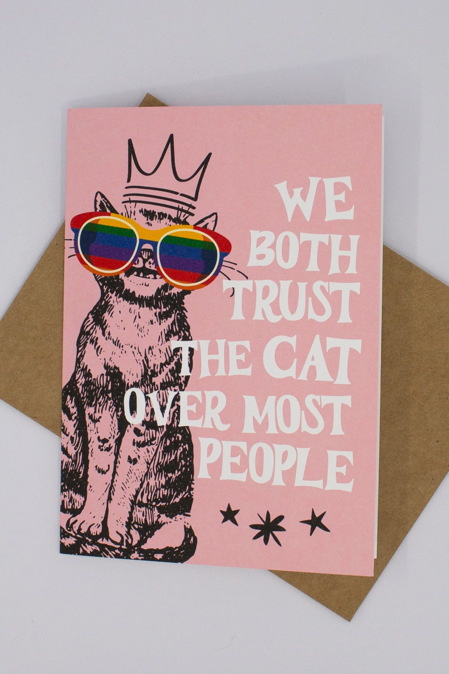 This unique cat humor greeting card is ideal for everyday use, cat lovers, or National Cat Day card.