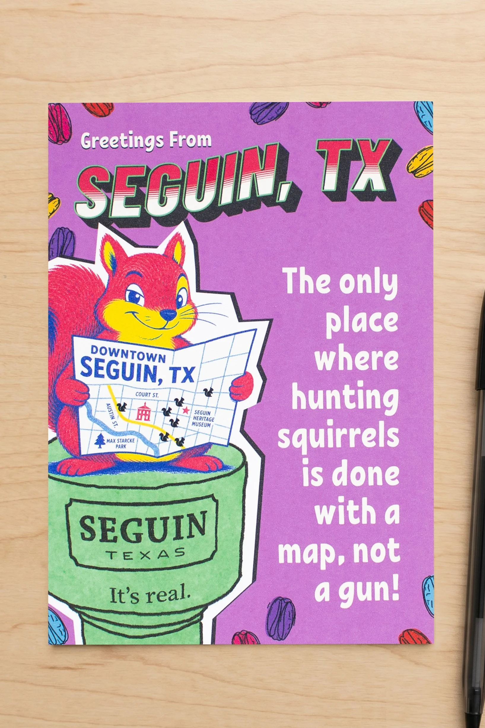 Greetings From Seguin, Texas – Local Visitor Squirrel Keepsake  | Funny Everyday Card