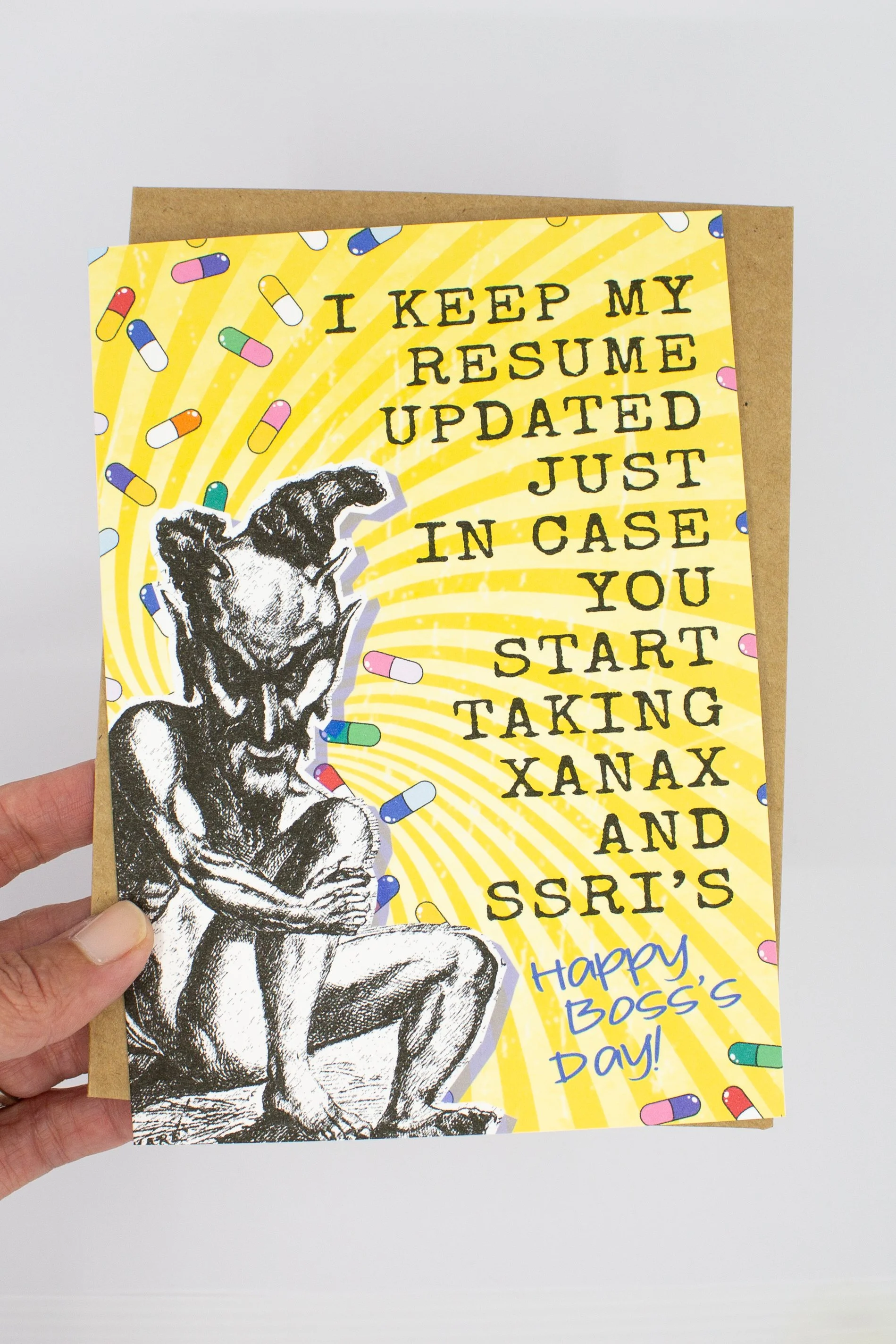 Funny "Xanax & SSRI's" Happy Boss's Day Card