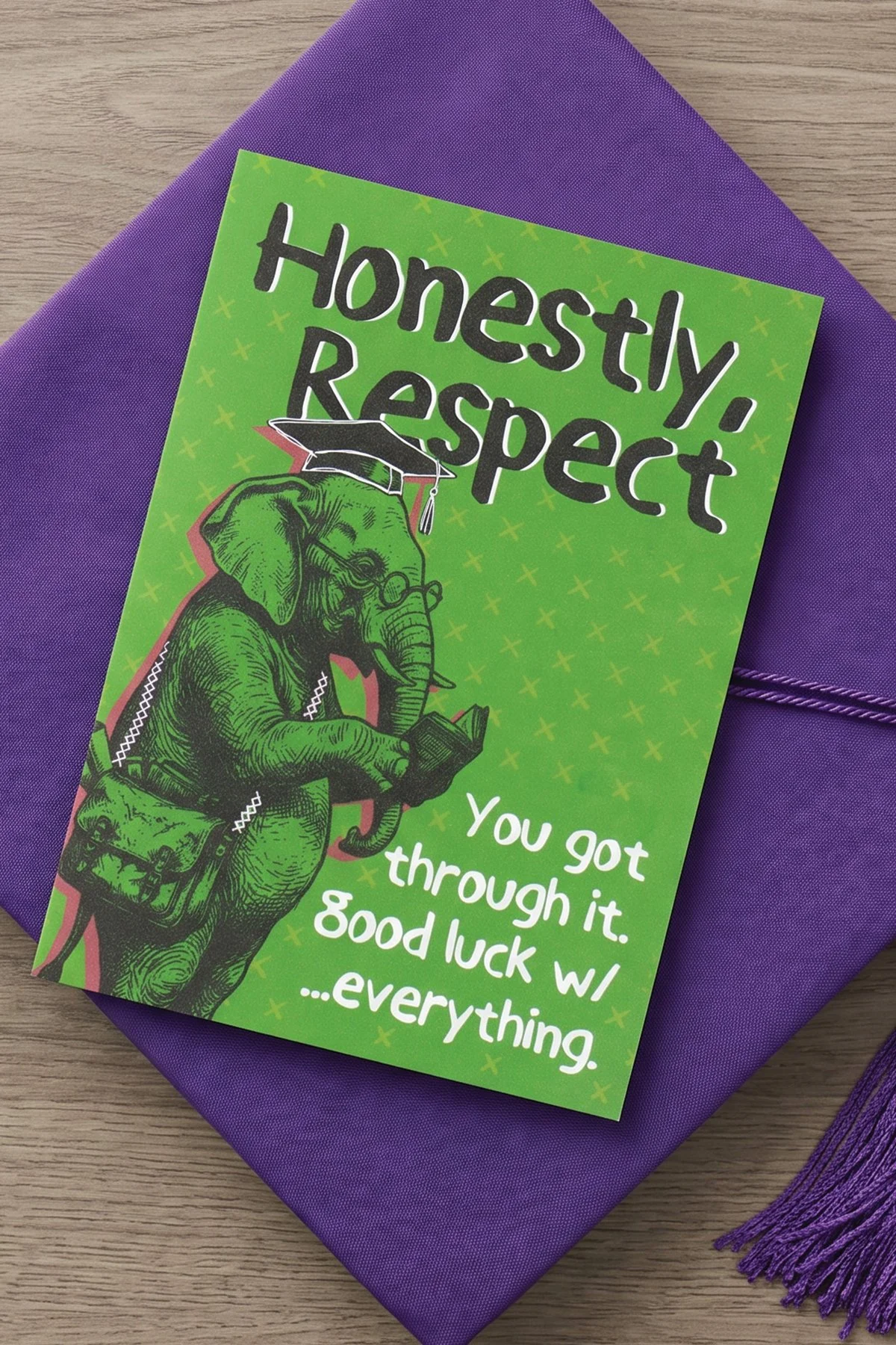 Funny and sarcastic graduation card for son, daughter, friend, or family member. They graduated, somehow. Congratulations graduate.