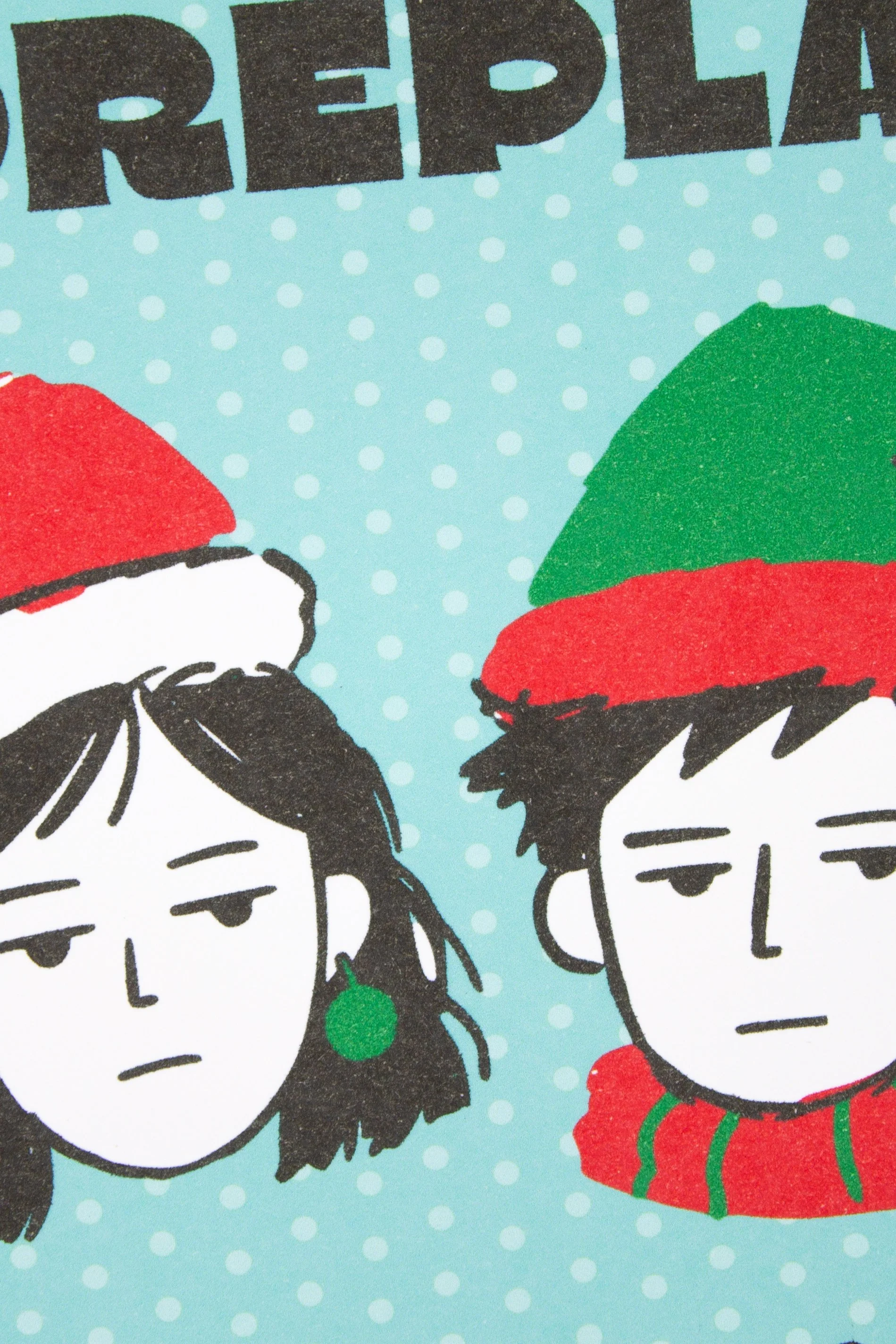 Funny Christmas greeting card featuring illustrated man and woman wearing Santa hats with the saying "This card counts as foreplay."