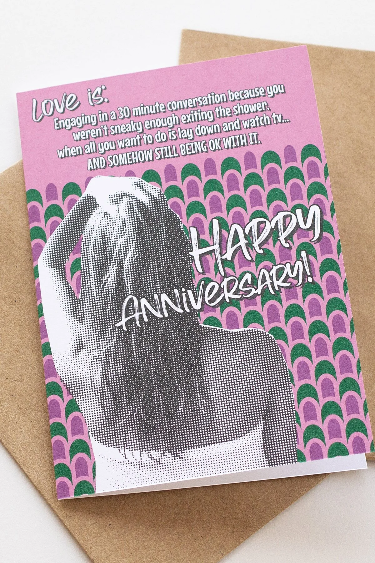Funny 'Love is When...' Anniversary Card for Man, Married to a Talker
