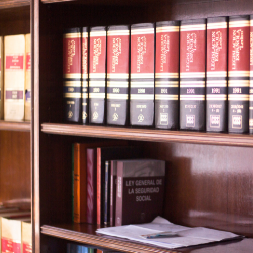 Law library with shelves of legal books