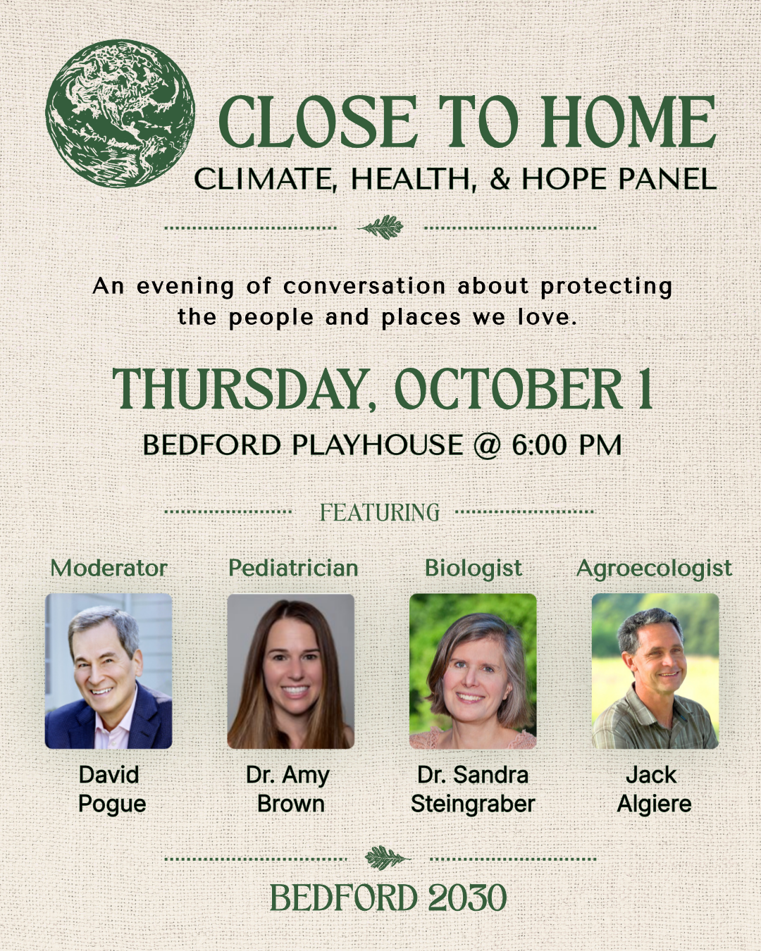 Bedford Playhouse - Close to Home: Climate, Health and Hope