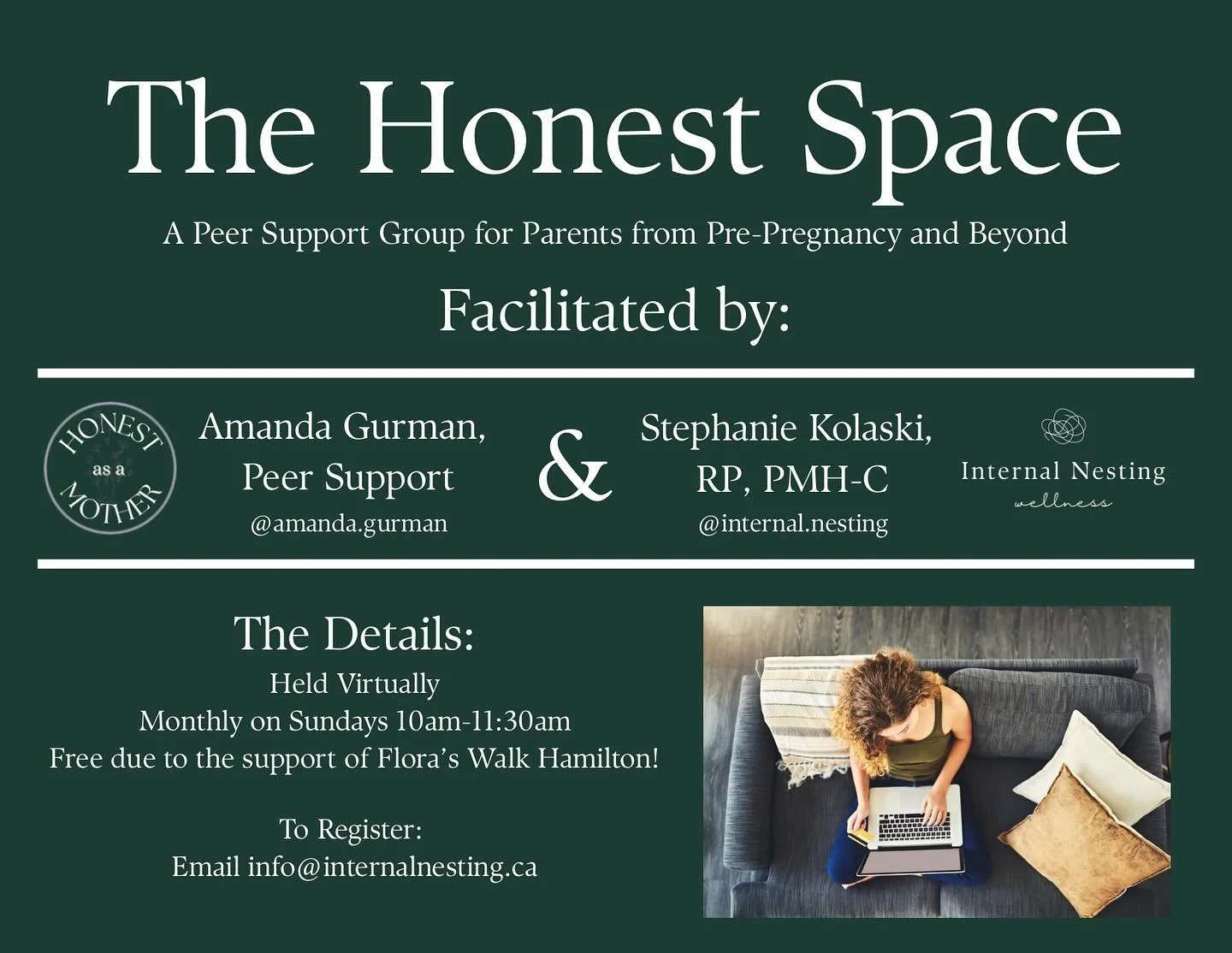 Exciting news! We are now able to offer this support group absolutely free for a whole year due to the amazing support and fundraising through @floraswalkhamilton!

Next group is Sunday, October 26!

Email info@internalnesting.ca for more information
