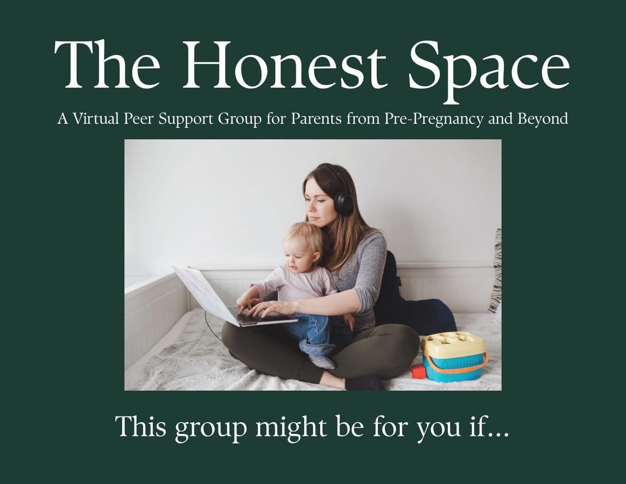 This is a space to:
- show up exactly as you are
- speak honestly about what fertility, pregnancy, postpartum, and parenting actually feels like
- feel less alone in your thoughts and emotions
- learn practical tools without pressure to be &ldquo;fix