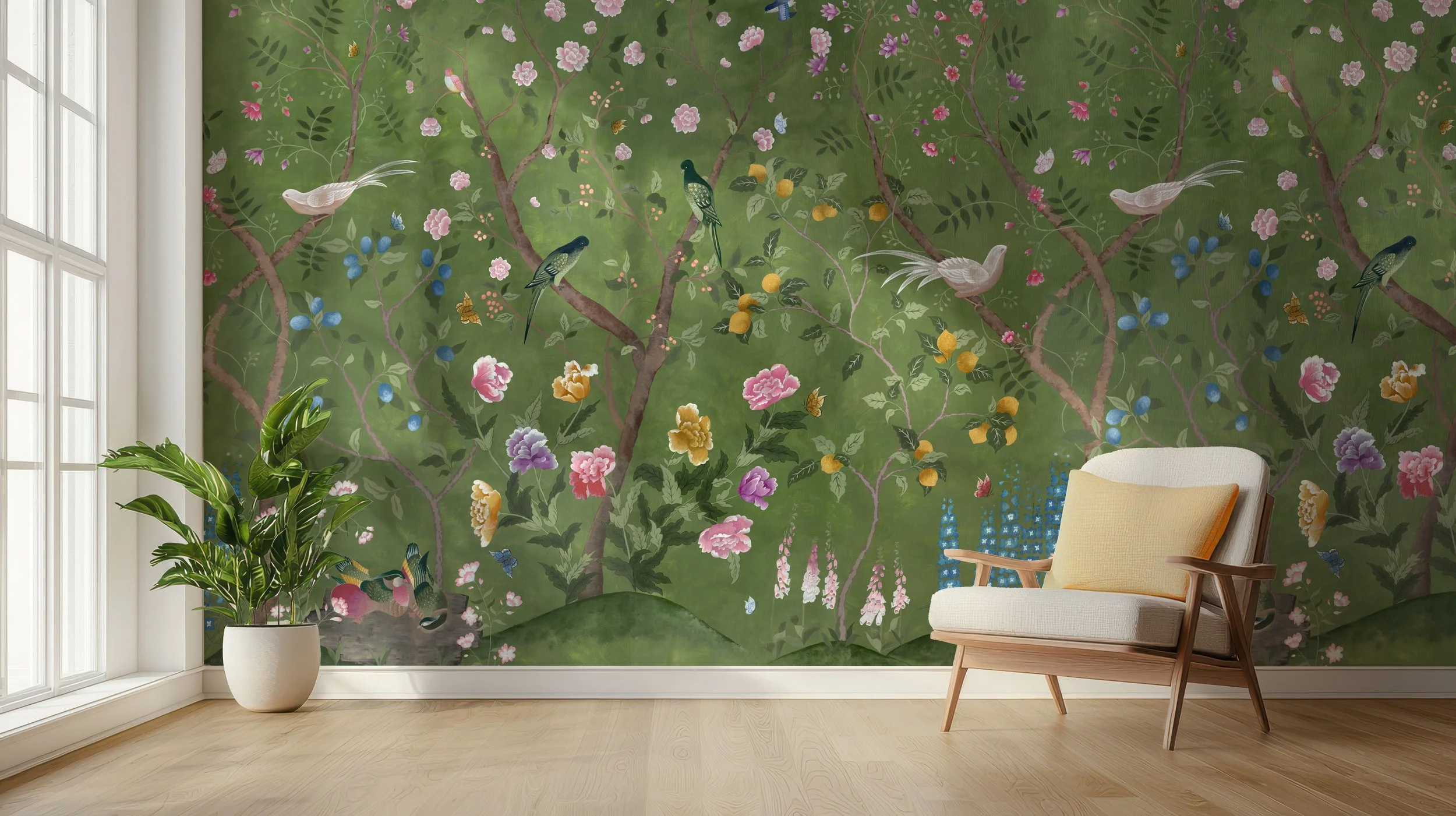Abbotsford handpainted wallpaper mural green chinoiserie.jpg