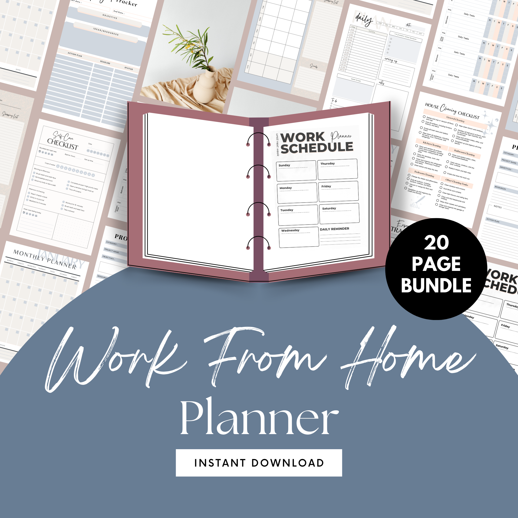 Work From Home Planner -20 pages