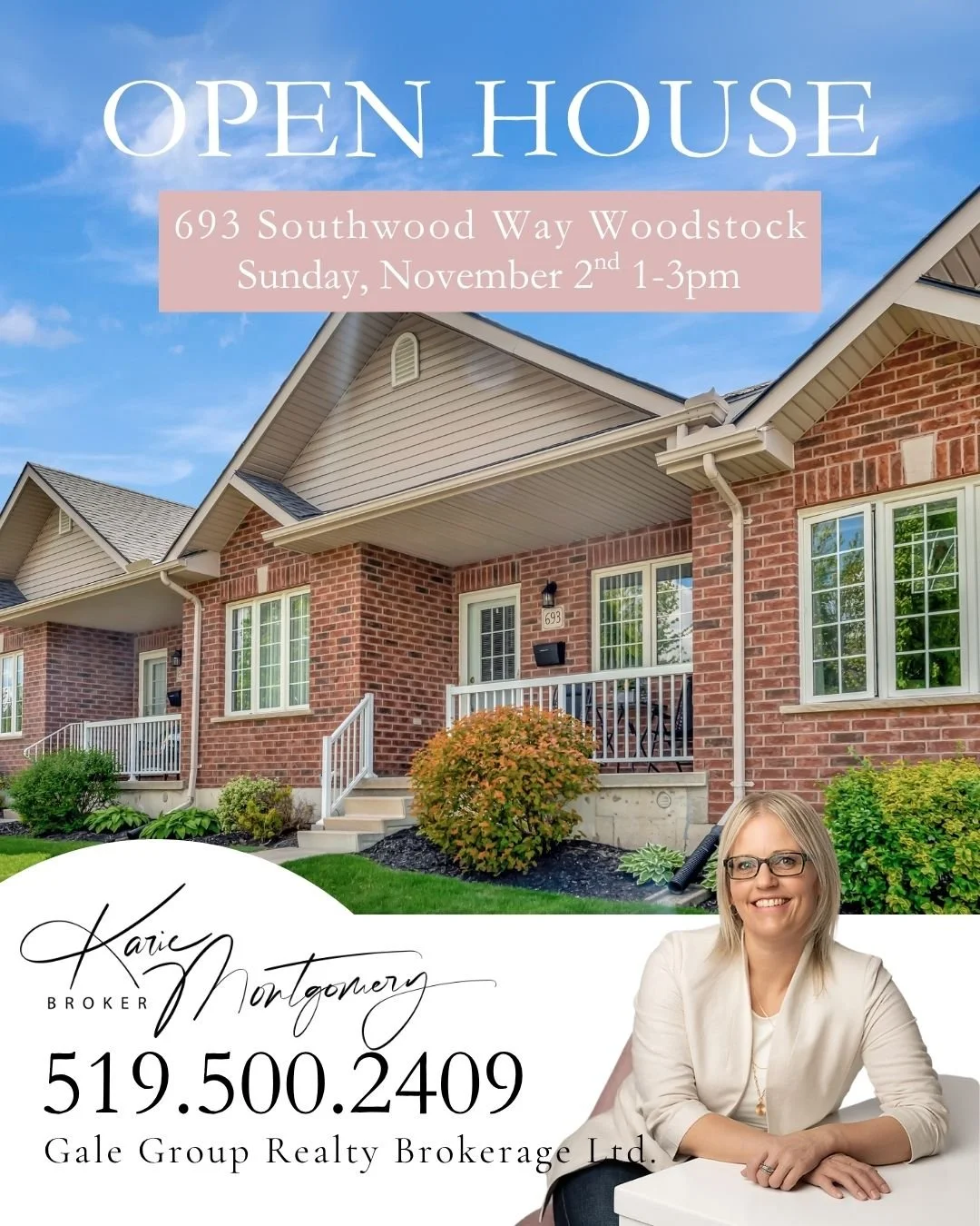 OPEN HOUSE 📍693 Southwood Way, Woodstock
Sunday, November 2 | 1&ndash;3 PM
$479,900

Low-Maintenance Living with Modern Comfort

A condo with a double car garage is hard to find &mdash; and this one is a true gem. Located in Woodstock&rsquo;s desira