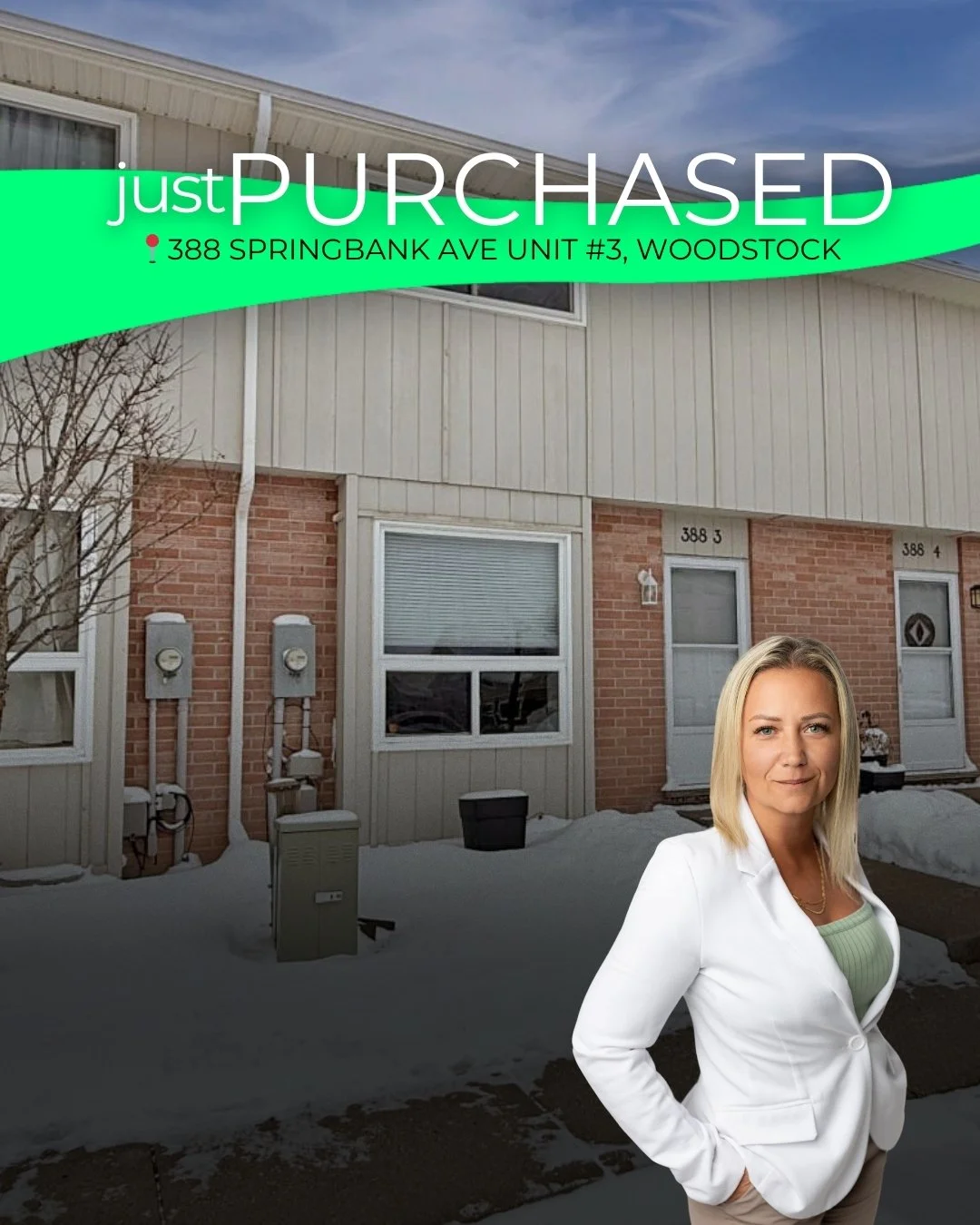 JUST PURCHASED📍388 Springbank Ave, Unit 3, Woodstock

We&rsquo;re so happy for Kasia&rsquo;s clients on the purchase of their new home. It&rsquo;s always special helping people take this step, and we&rsquo;re wishing them all the best as they move f