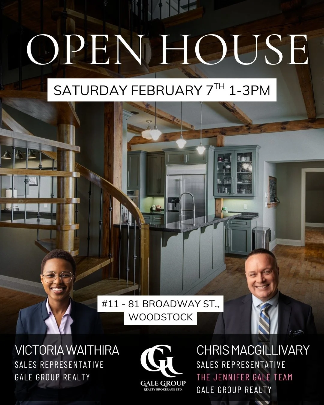 OPEN HOUSE 📍11&ndash;81 Broadway Street, Woodstock
Saturday, February 7 | 1&ndash;3 PM
$649,000

This extraordinary Woodstock penthouse delivers contemporary design and rare architectural character within the historic 1888 Broadway School conversion